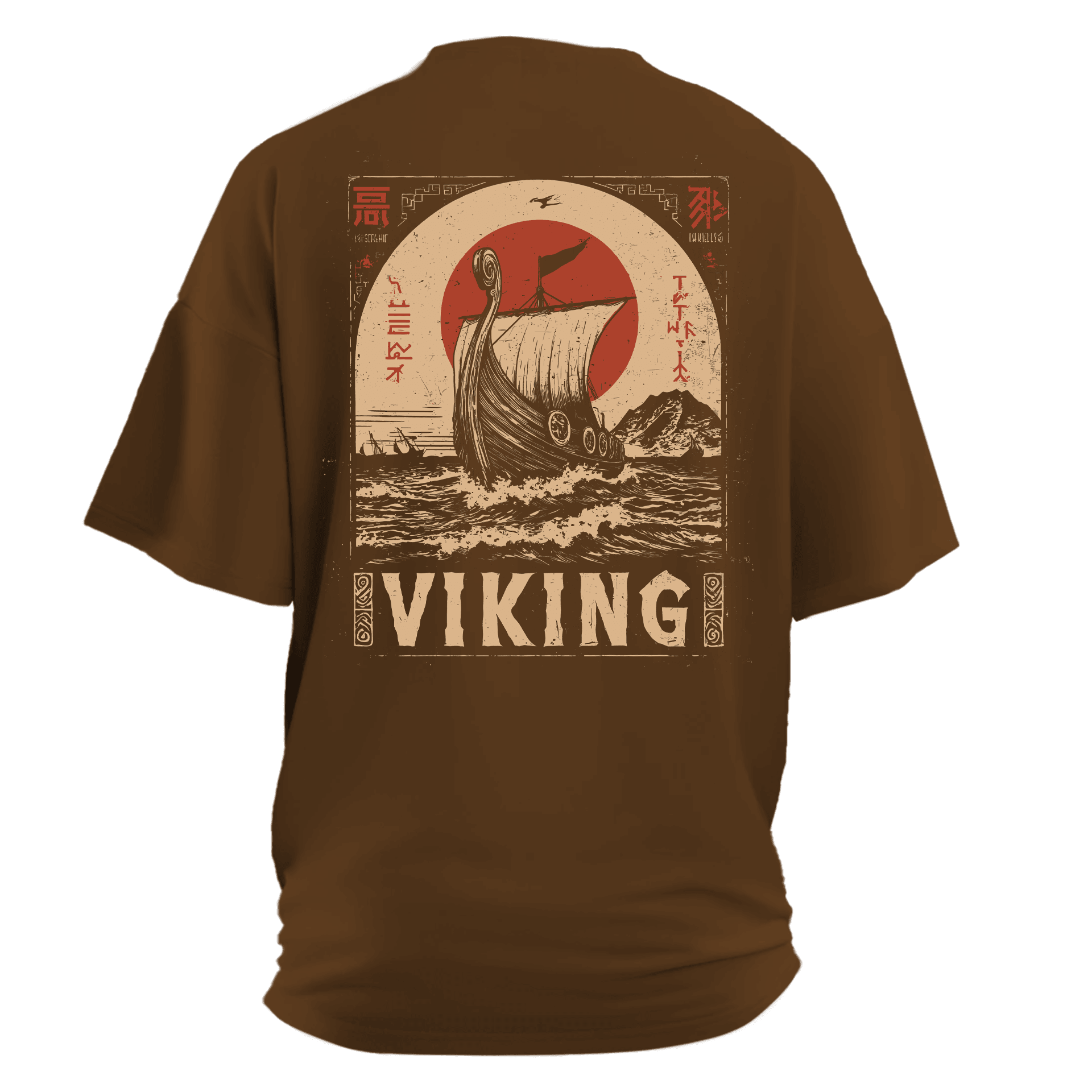 Viking Longship Ön Ve Arka Baskılı Nordic(Unisex Tişört)