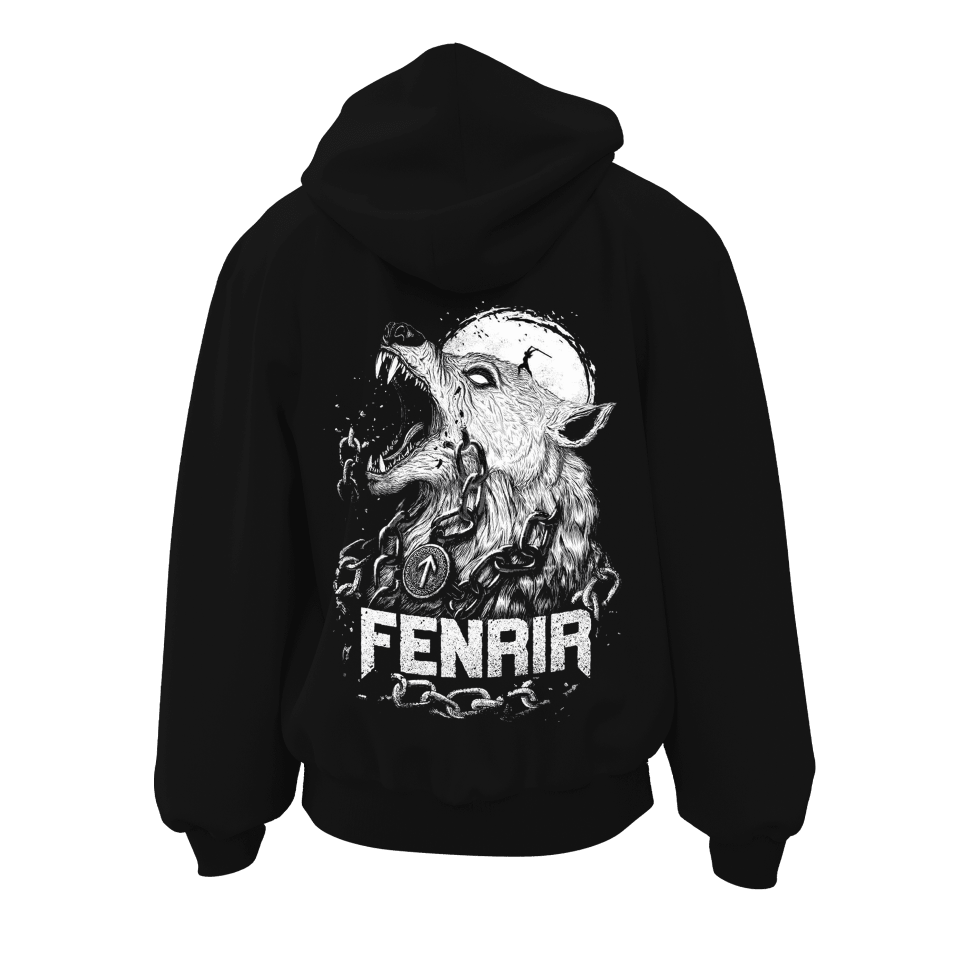 Fenrir  Ön Ve Arka  Baskılı  Nordic Series (Unisex Fermuarlı Hoodie )
