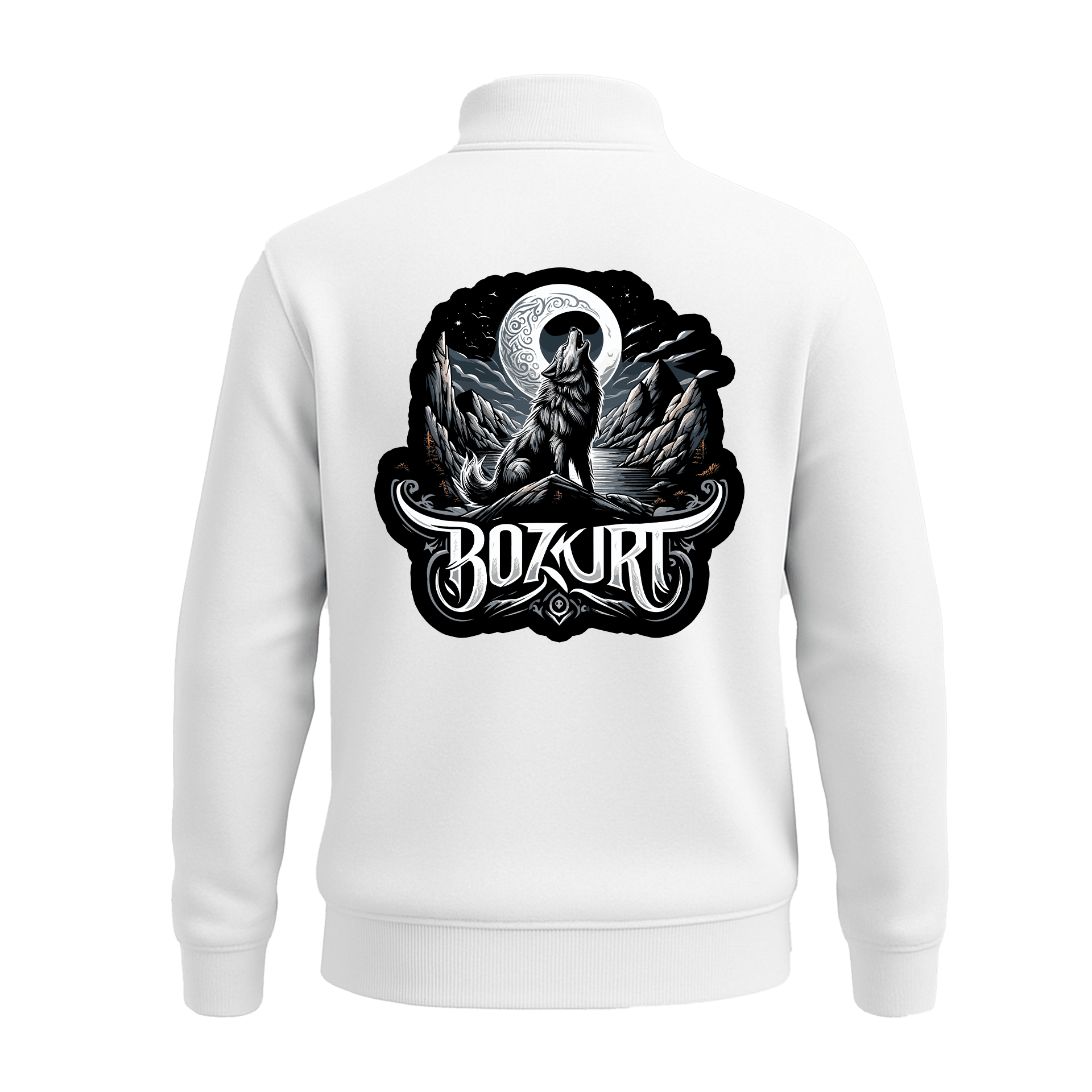 Bozkurt  Ön Ve Arka  Baskılı (Unisex Yarım Fermuarlı Sweat)