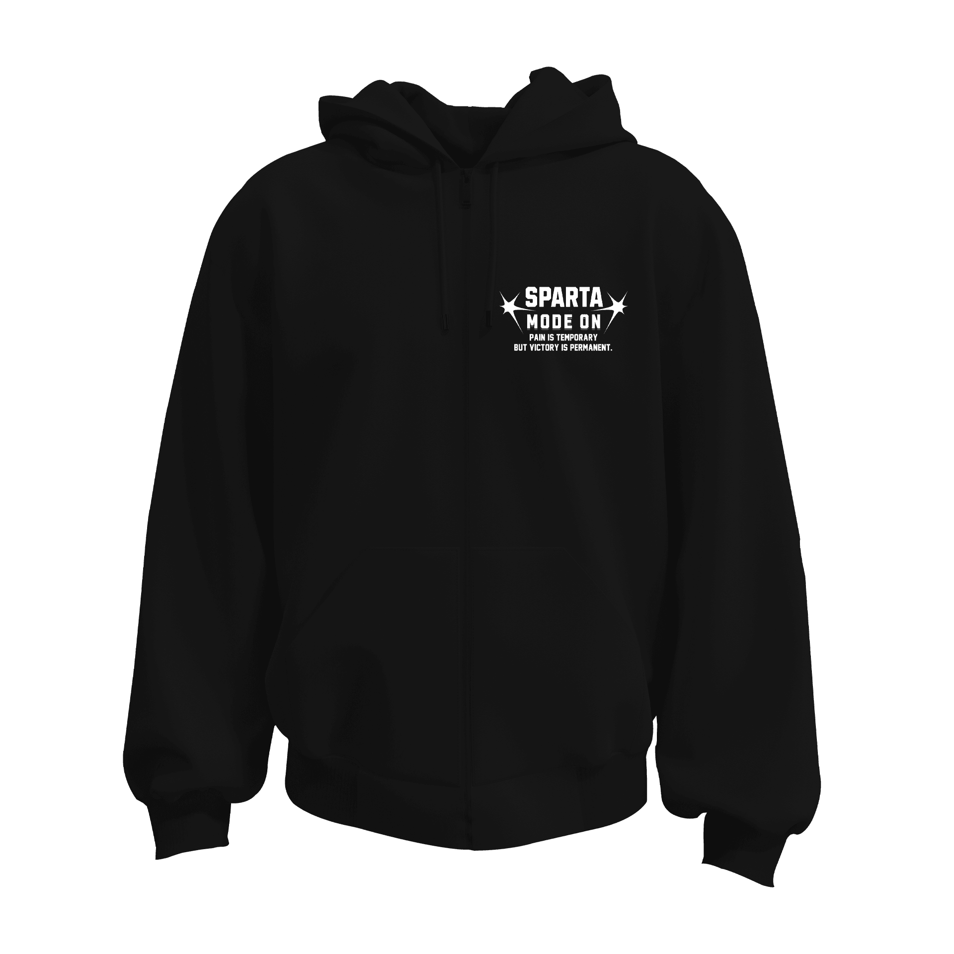 Sparta Mode On   Ön Ve Arka  Baskılı  Spor Series (Unisex Fermuarlı Hoodie )