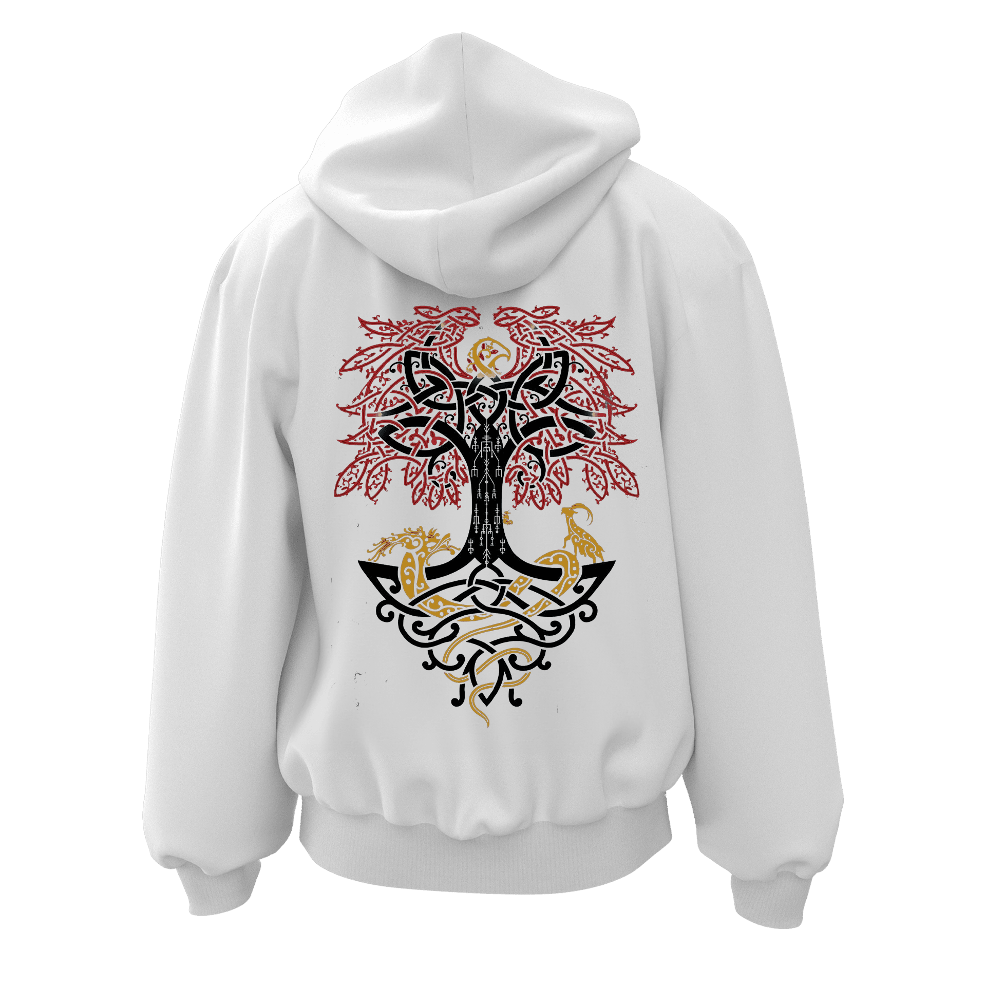 Ygdrasil III  Ön Nakışlı  Arka  Baskılı  Nordic Series (Unisex Fermuarlı Hoodie )