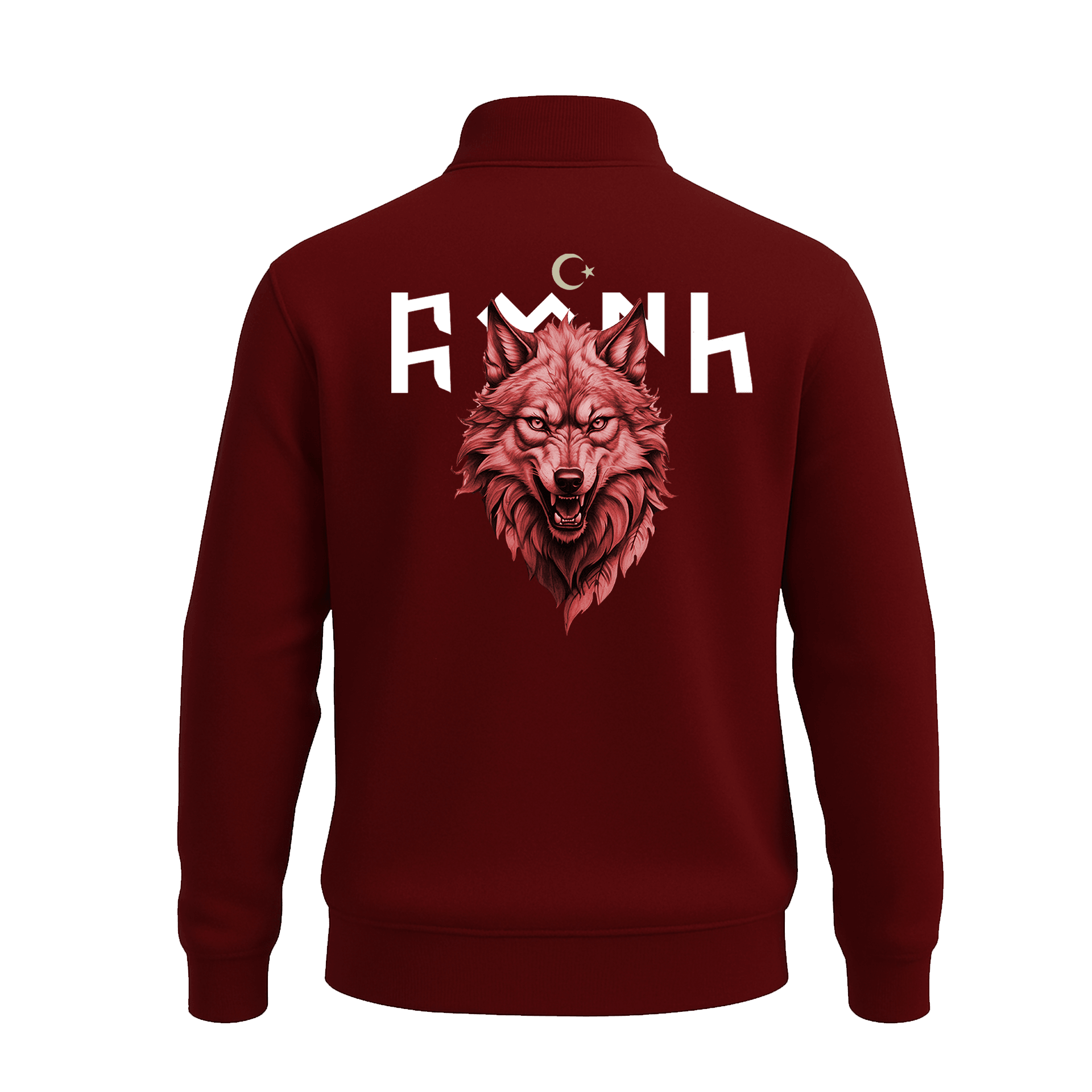 Türk Kurt  Ön Ve Arka  Baskılı (Unisex Yarım Fermuarlı Sweat)