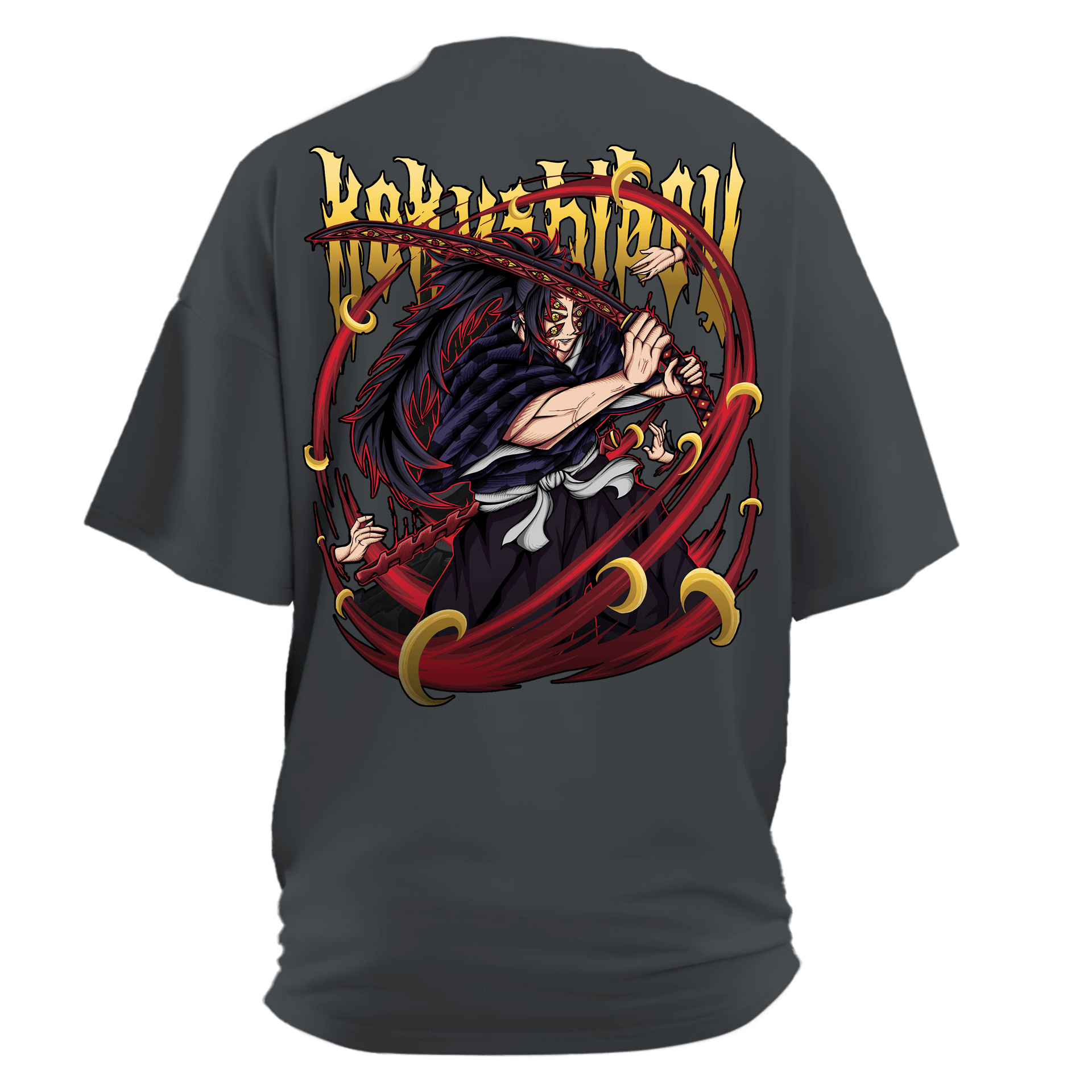 Demon Slayer Kokushibo Anime Series Ön Nakışlı Arka Baskılı (Unisex Tişört )