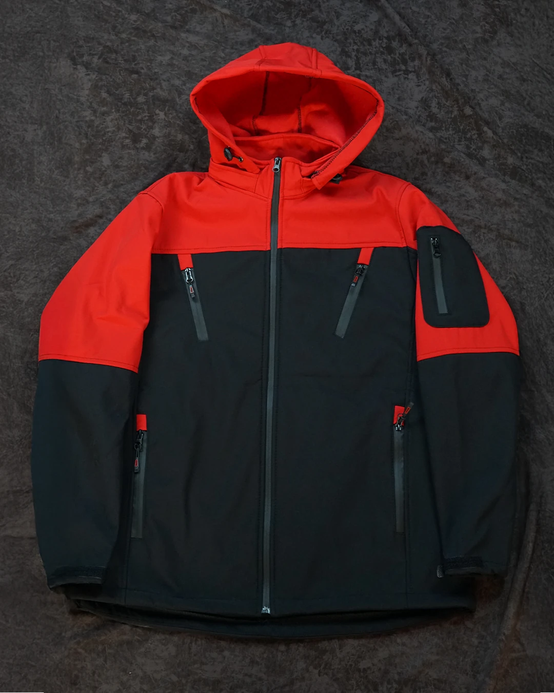 Soft Shell Kırmızı Siyah Segmented Model(Unisex Mont)