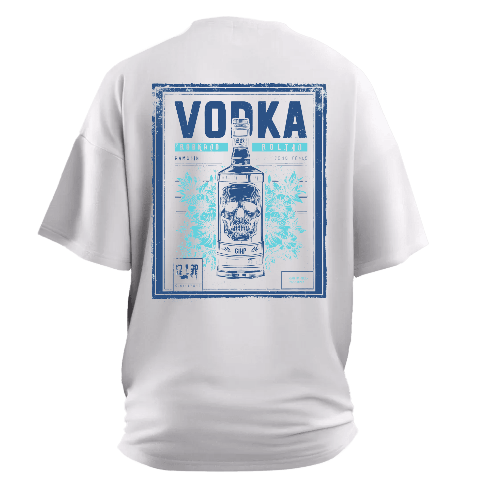 Vodka Skull Alcohol Series  Ön Ve Arka Baskılı (Unisex Tişört)