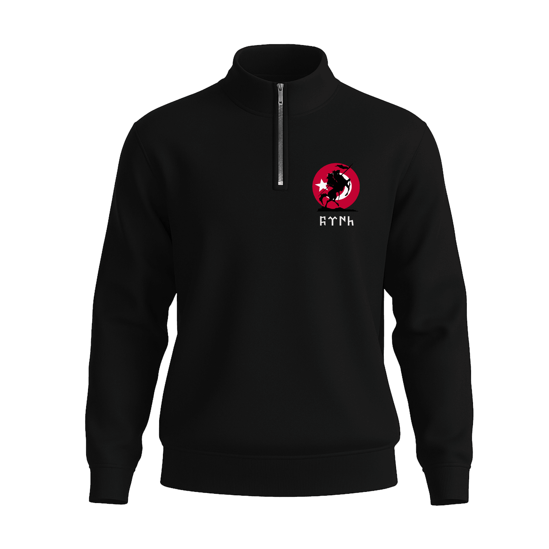 Türk Atlısı  Ön Ve Arka  Baskılı (Unisex Yarım Fermuarlı Sweat)