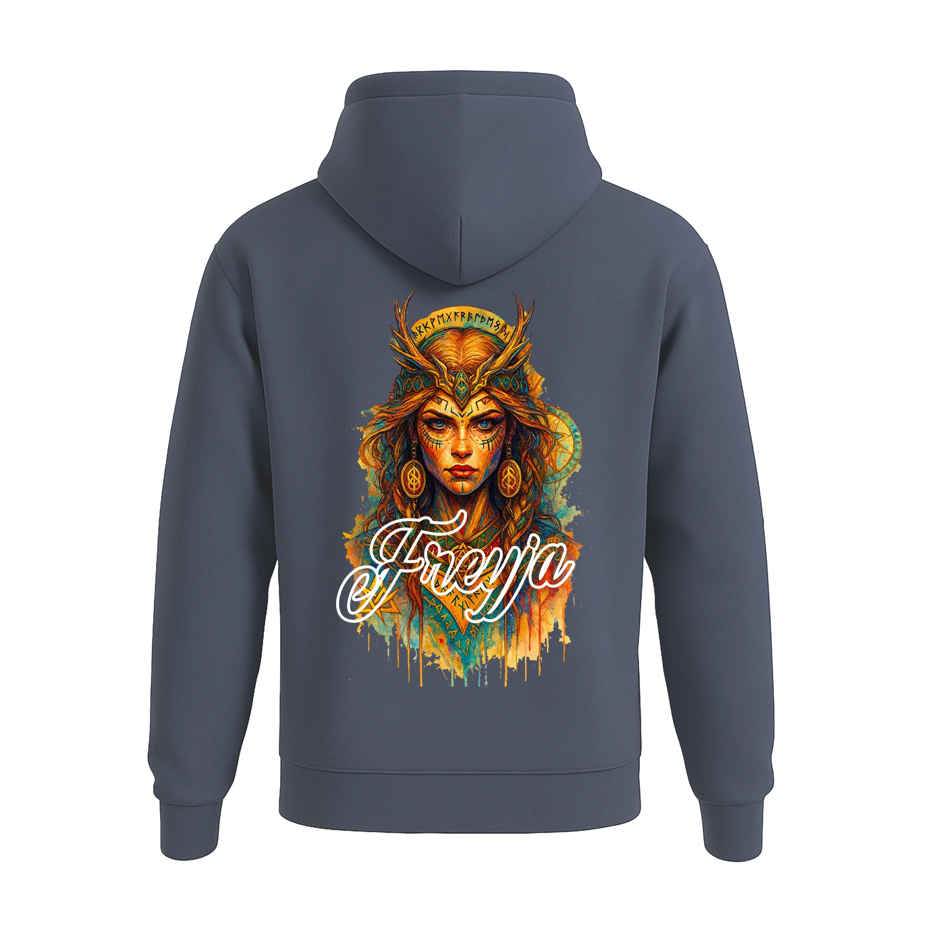   Freyja  Ön Ve Arka Baskılı  Nordic Series   (Unisex Hoodie )