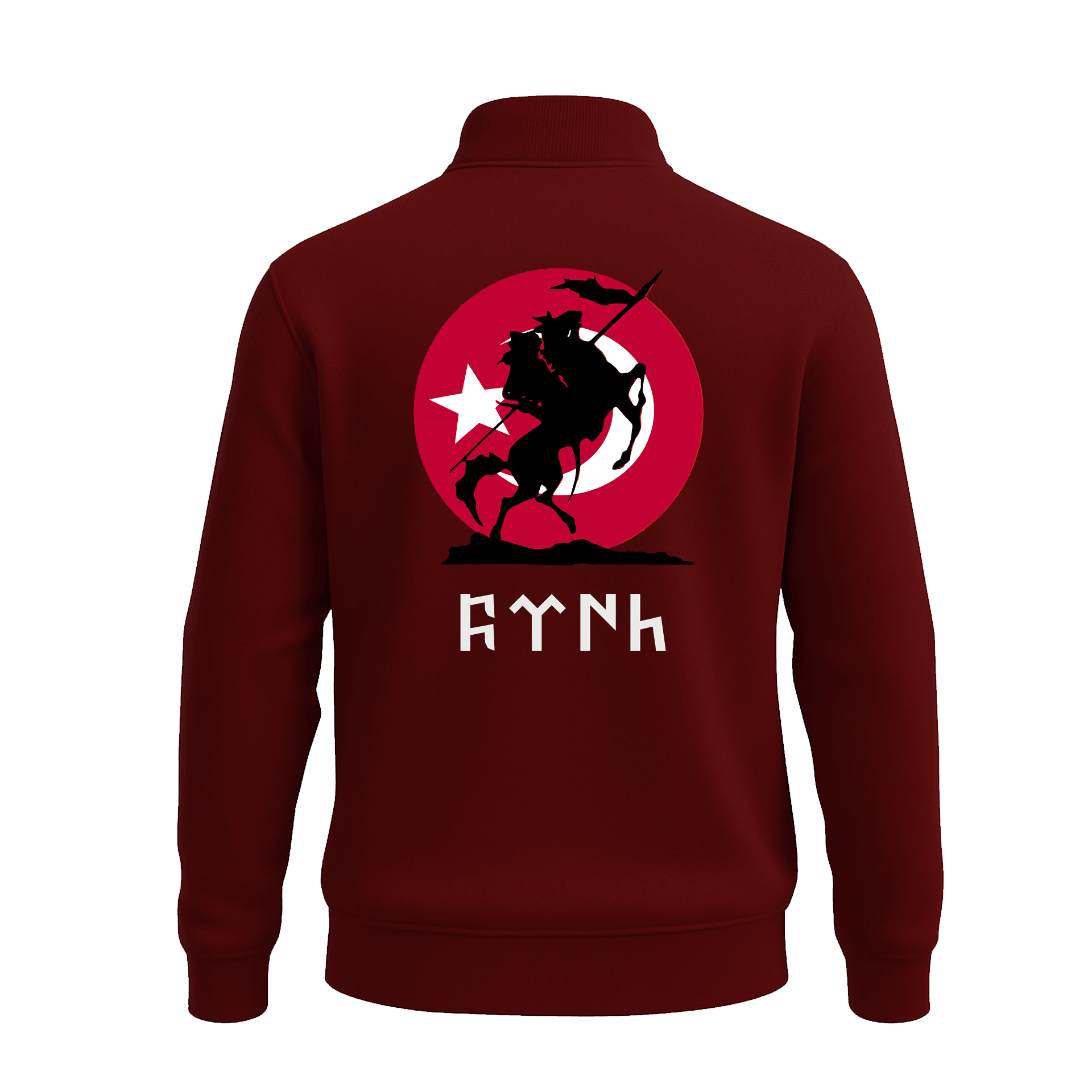 Türk Atlısı  Ön Ve Arka  Baskılı (Unisex Yarım Fermuarlı Sweat)