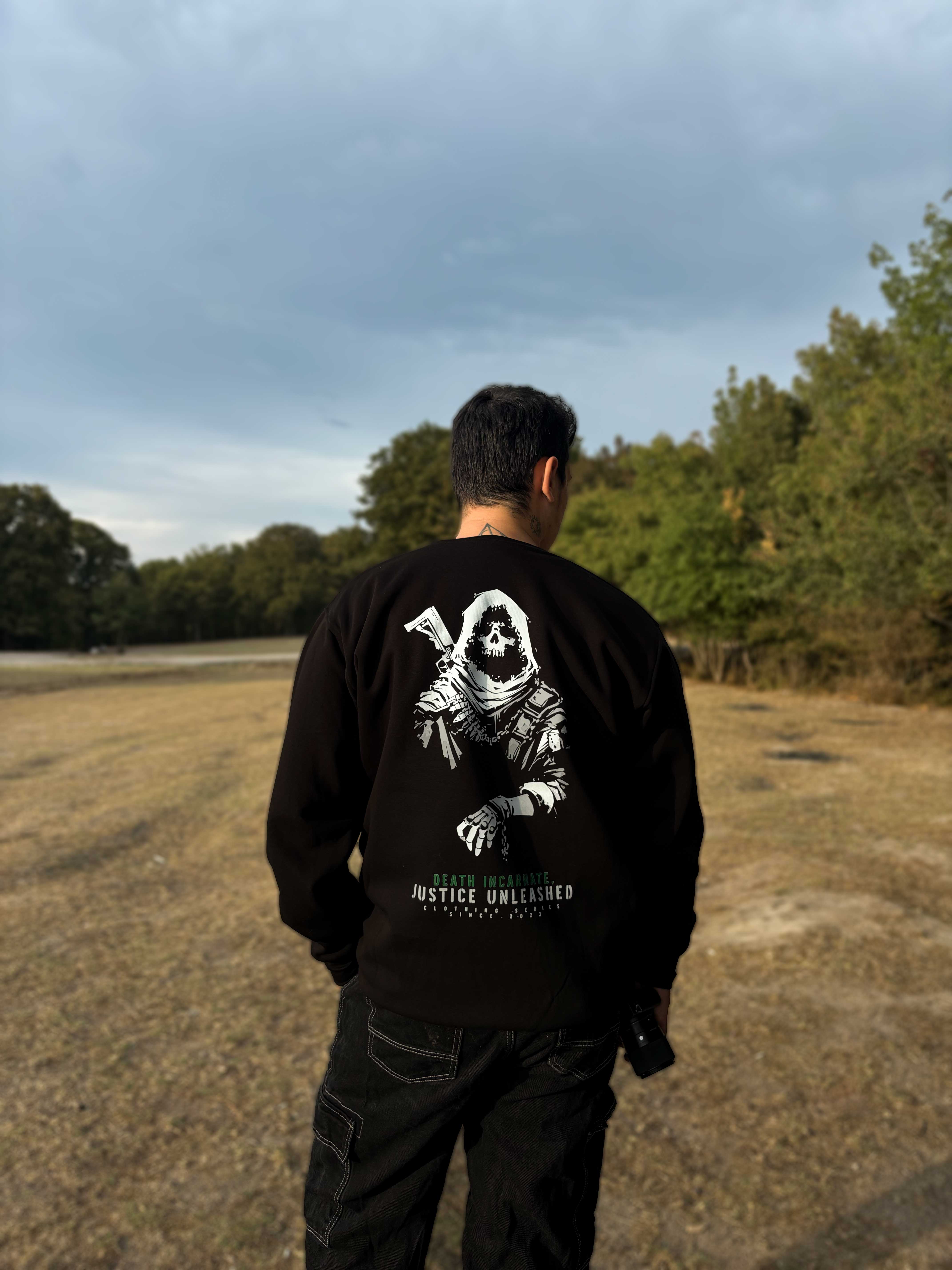 Death incarnate, justice unleashed  Ön ve Arka Baskılı  Warrior Series  (Unisex Sweatshirt)