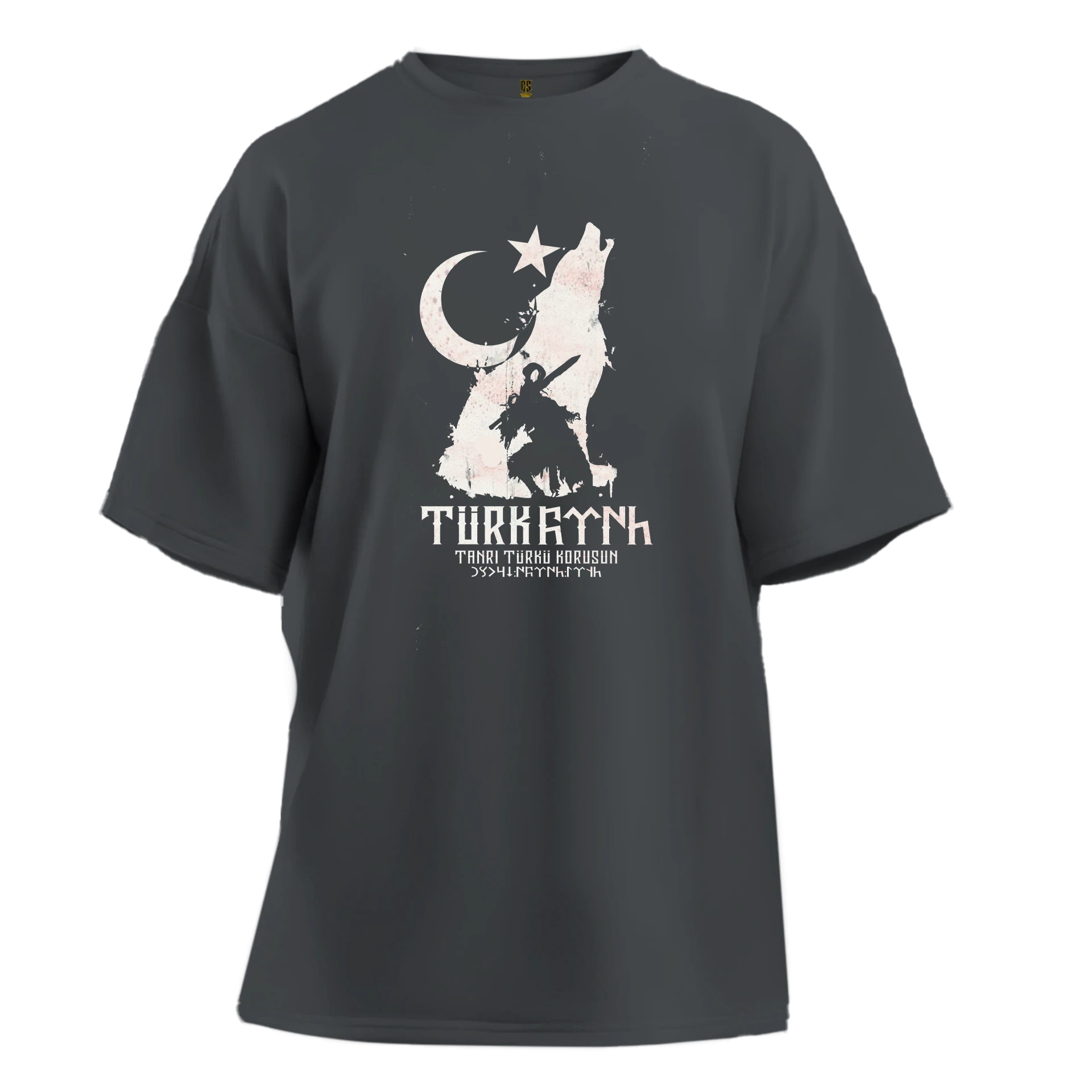 Tanrı Türkü Korusun  Füme   Ön   ve Arka Baskılı  (L  Regular     TEK Beden Outlet Ürün)