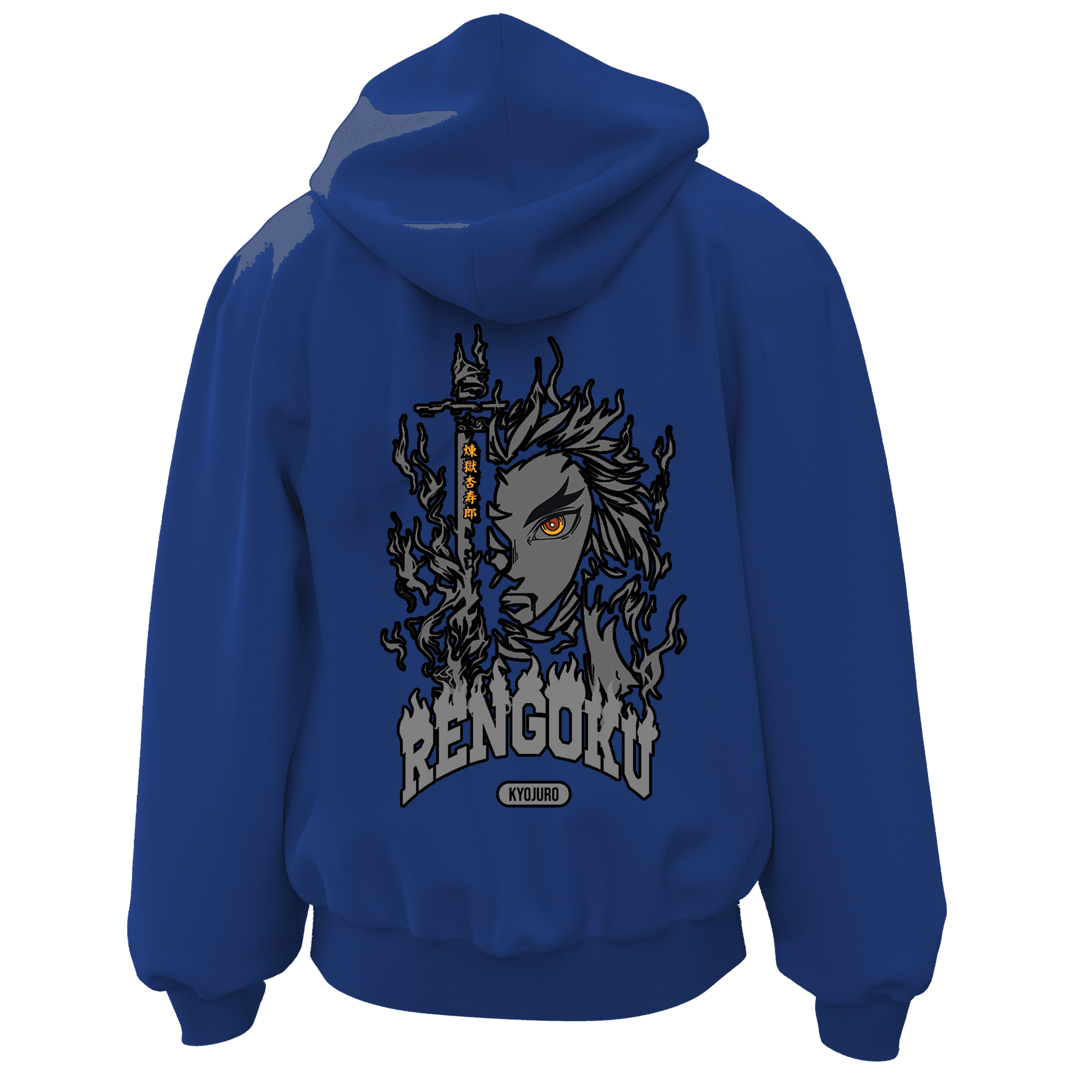 Rengoku Ön Nakışlı ve Arka BaskılıAnime Series   (Unisex Fermuarlı Hoodie )