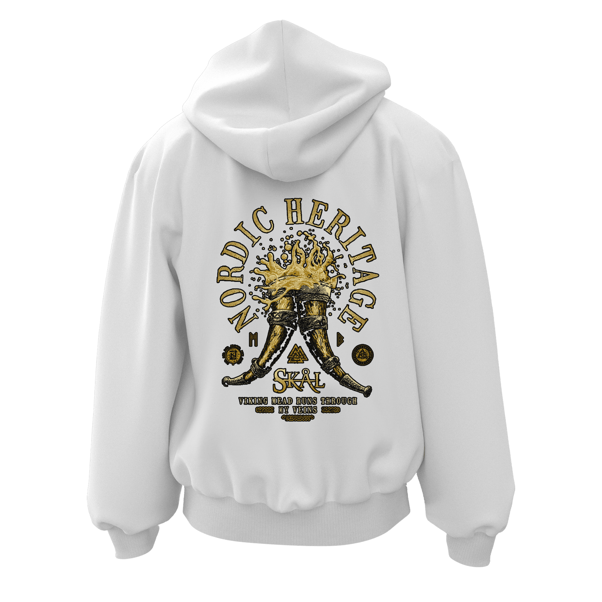  Nordic Heritage Ön Ve Arka  Baskılı  Nordic Series (Unisex  Fermuarlı Hoodie )