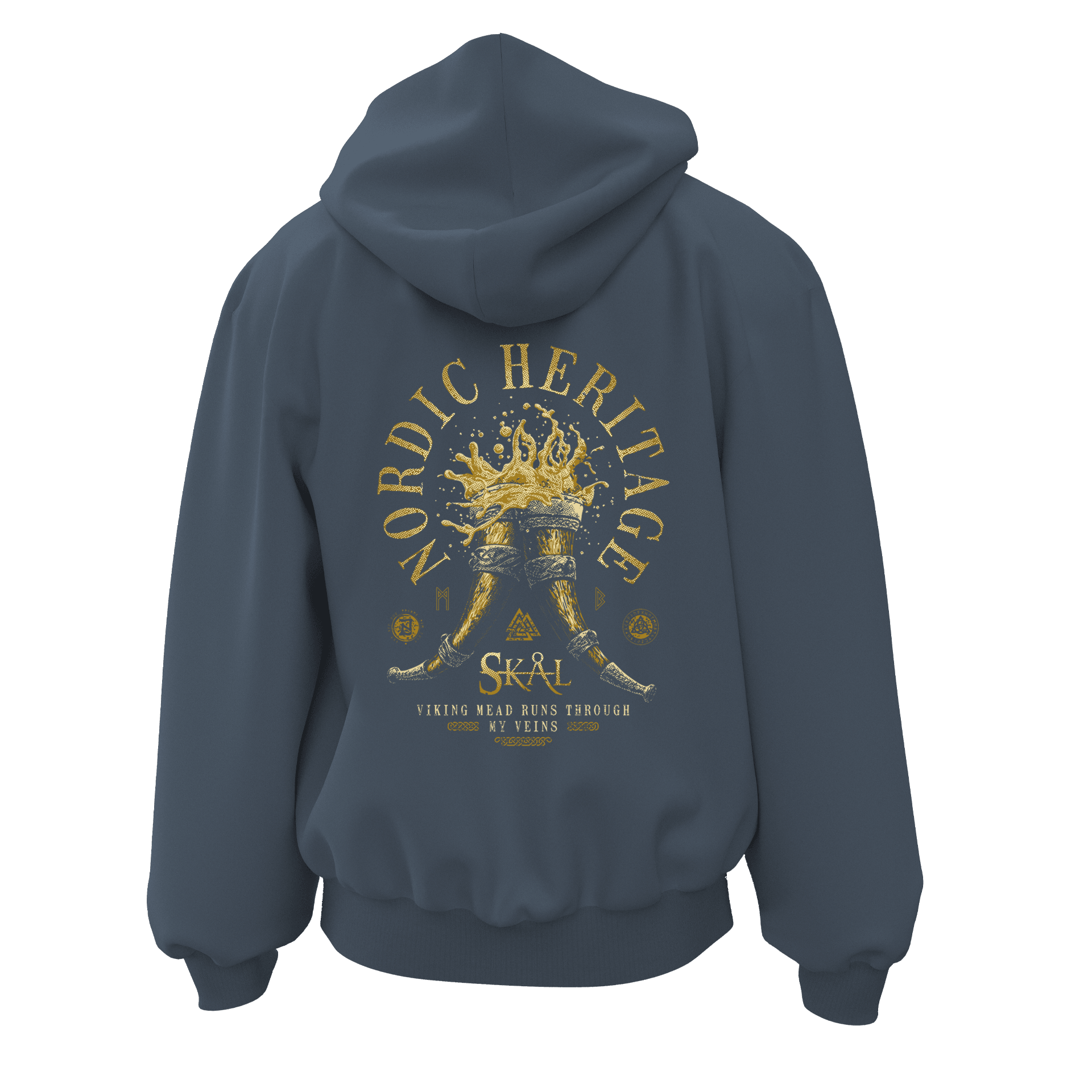  Nordic Heritage Ön Ve Arka  Baskılı  Nordic Series (Unisex  Fermuarlı Hoodie )
