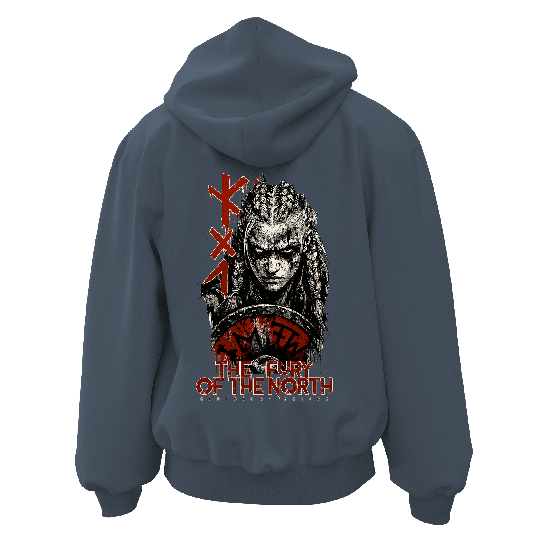  The Fury of the North  Ön Ve Arka  Baskılı  Nordic Series (Unisex  Fermuarlı Hoodie )