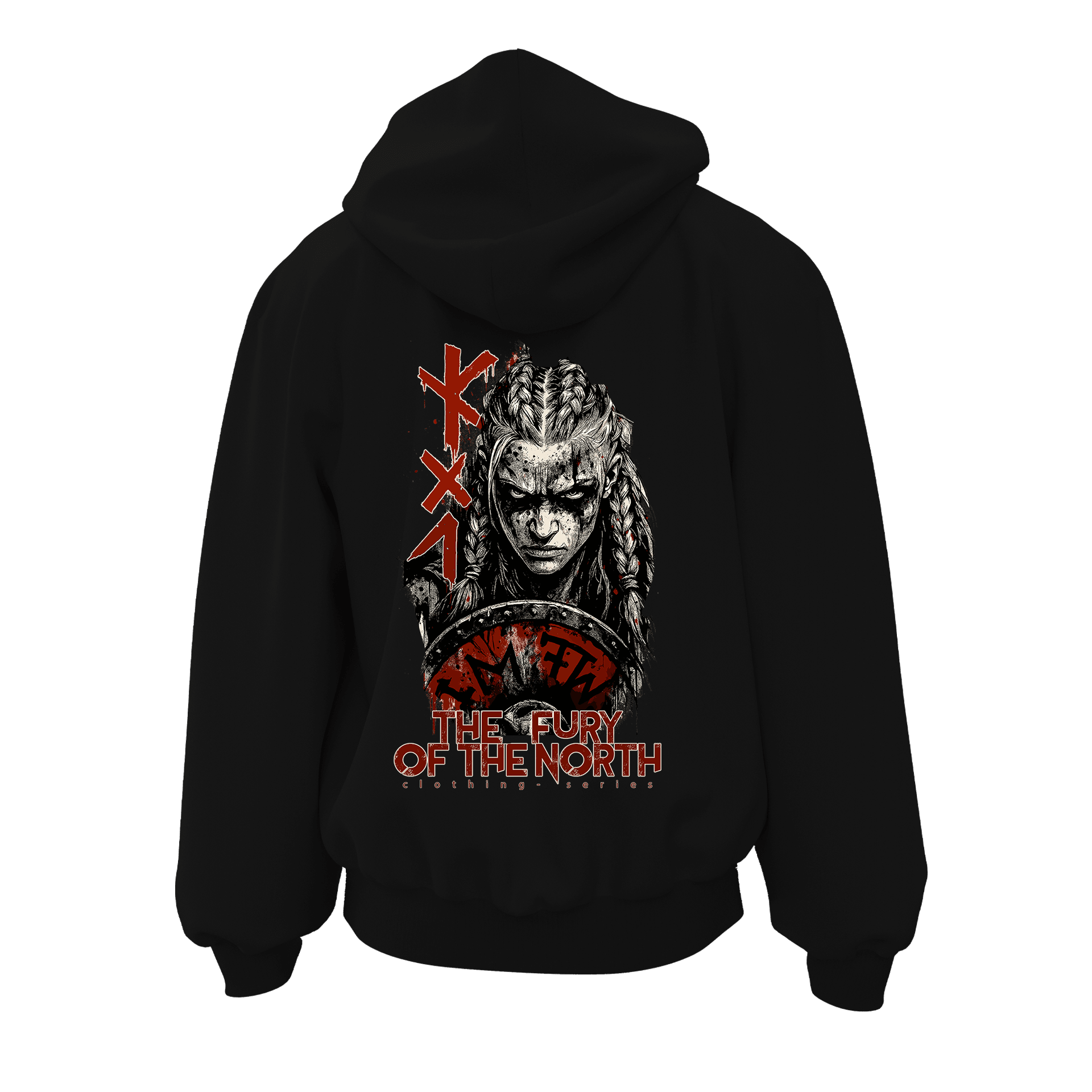  The Fury of the North  Ön Ve Arka  Baskılı  Nordic Series (Unisex  Fermuarlı Hoodie )