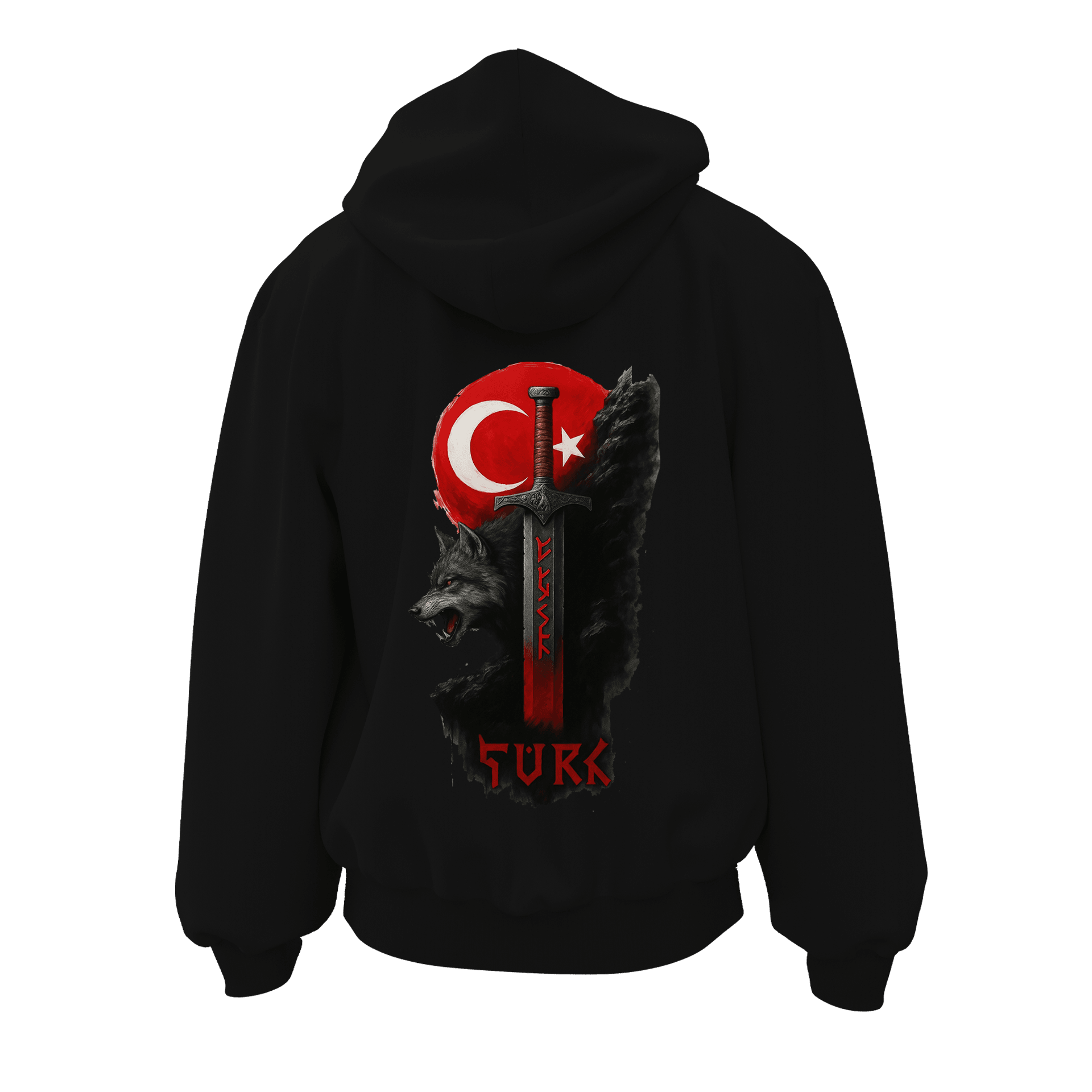 Kanlı Hilal Ön ve Arka Baskı    (Unisex Fermuarlı Hoodie )