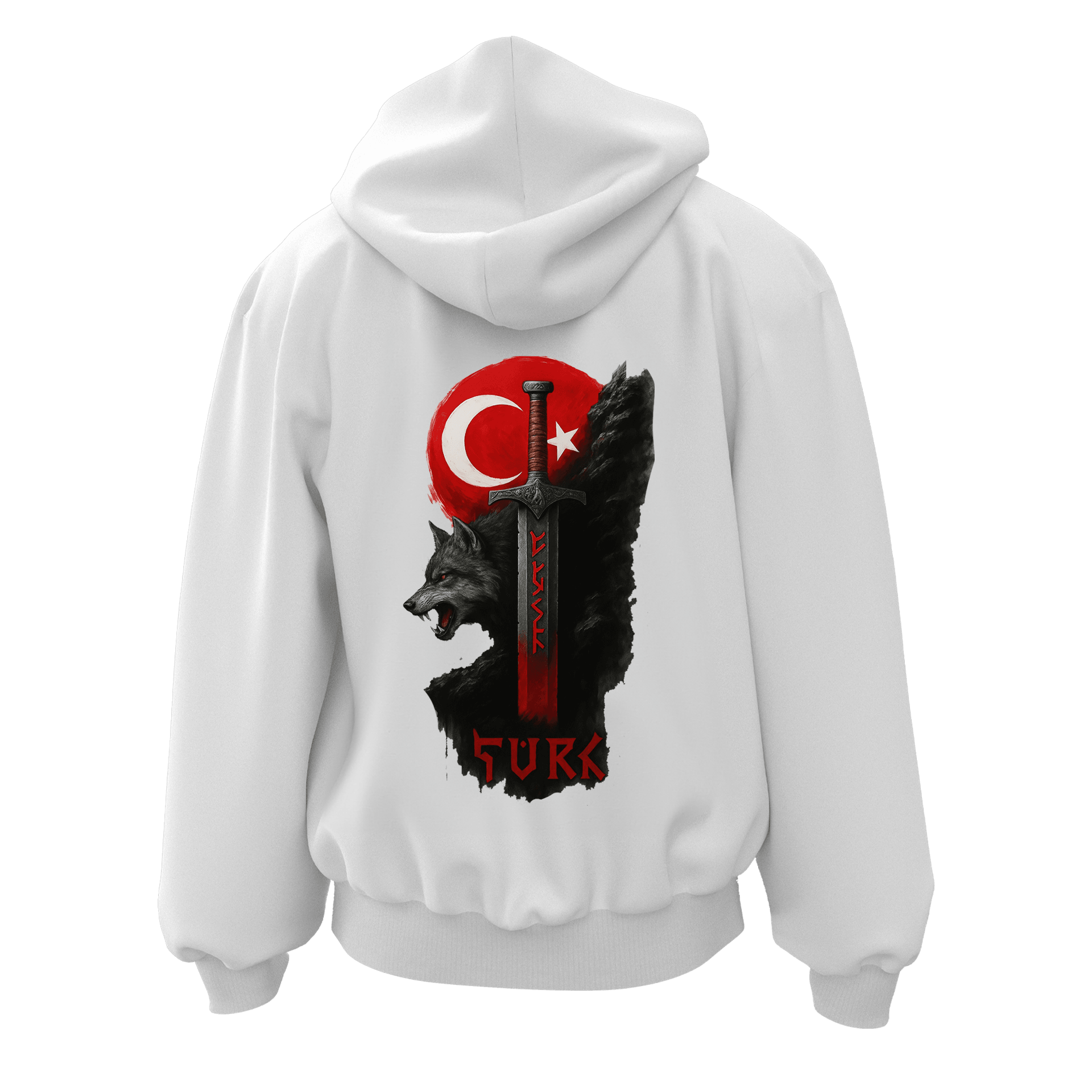 Kanlı Hilal Ön ve Arka Baskı    (Unisex Fermuarlı Hoodie )