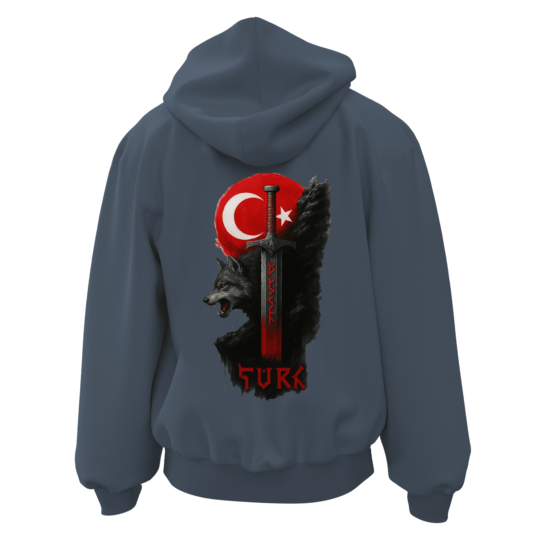 Kanlı Hilal Ön ve Arka Baskı    (Unisex Fermuarlı Hoodie )