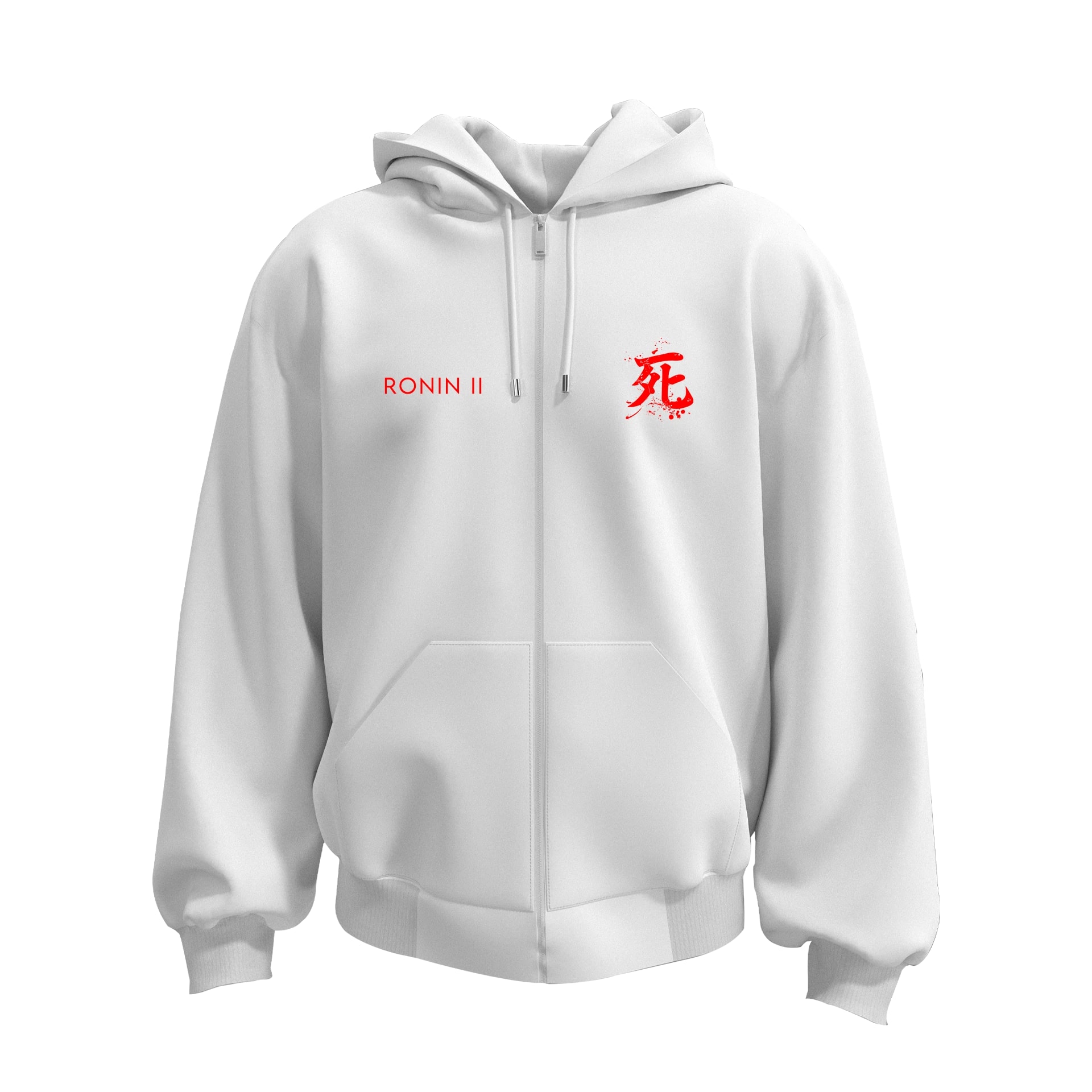 Ronin II  Beyaz  S Ön ve  Kapüşonlu Fermuarlı ( Outlet Tek Beden) 