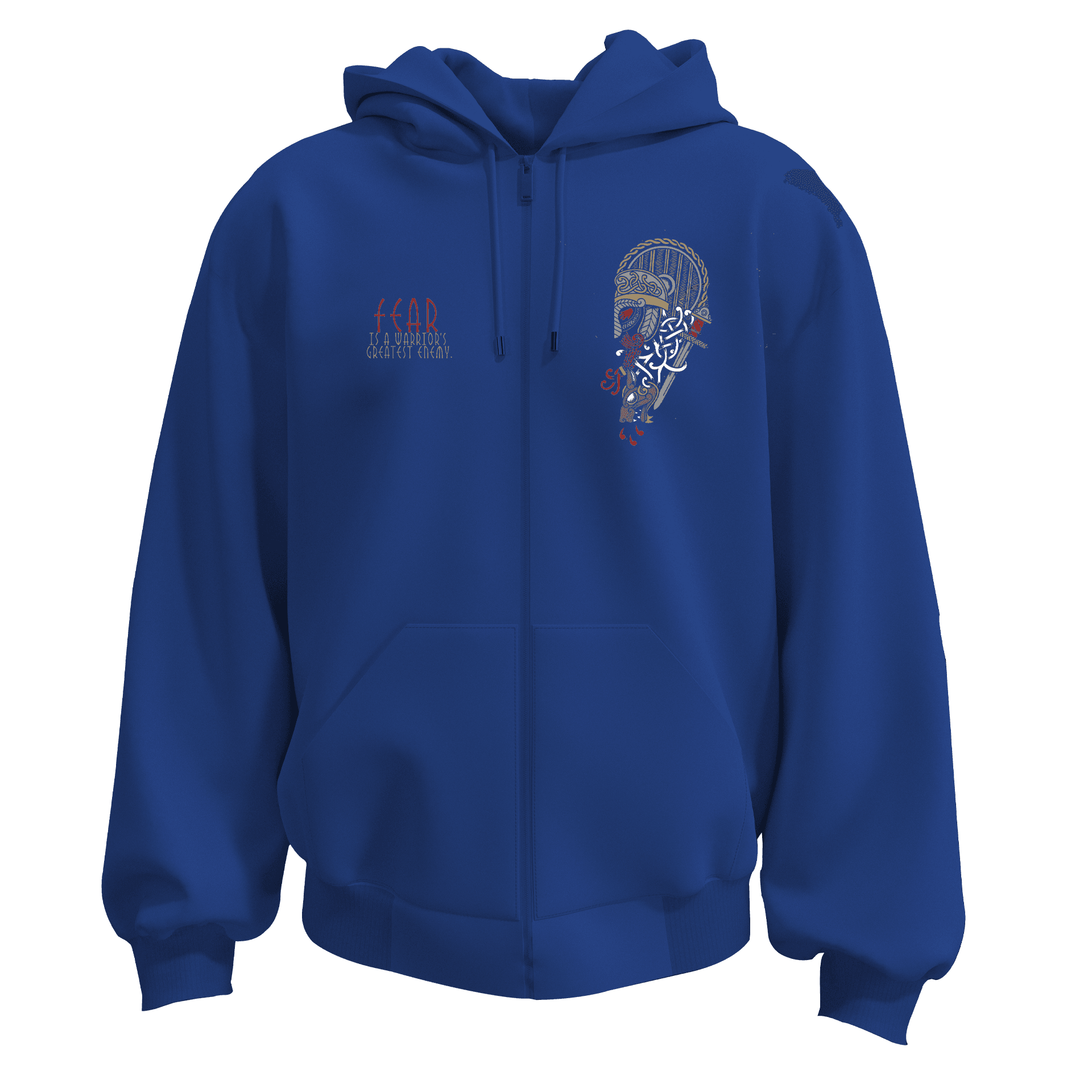 fear ıs a warriors greatest enemy  Ön Baskılı Nordic  (Unisex Fermuarlı Hoodie)