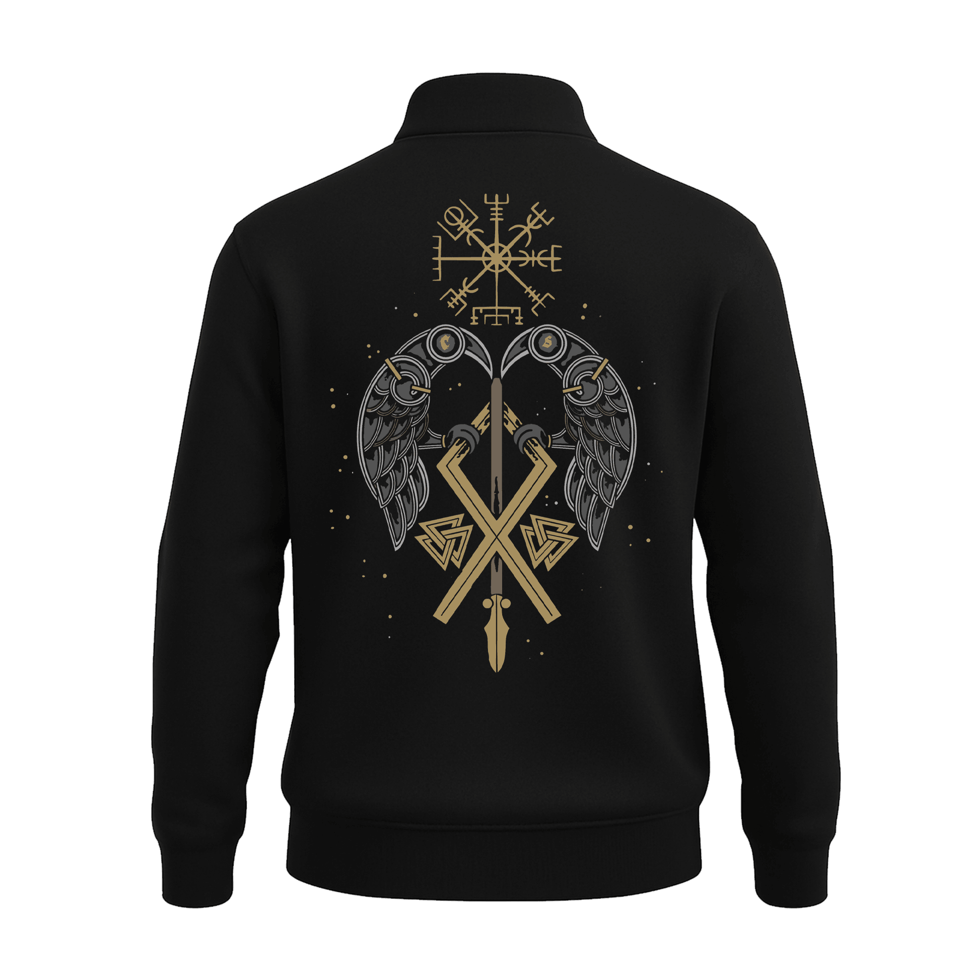Viking Warrior Pattern   Ön Ve Arka  Baskılı (Unisex Yarım Fermuarlı Sweat)