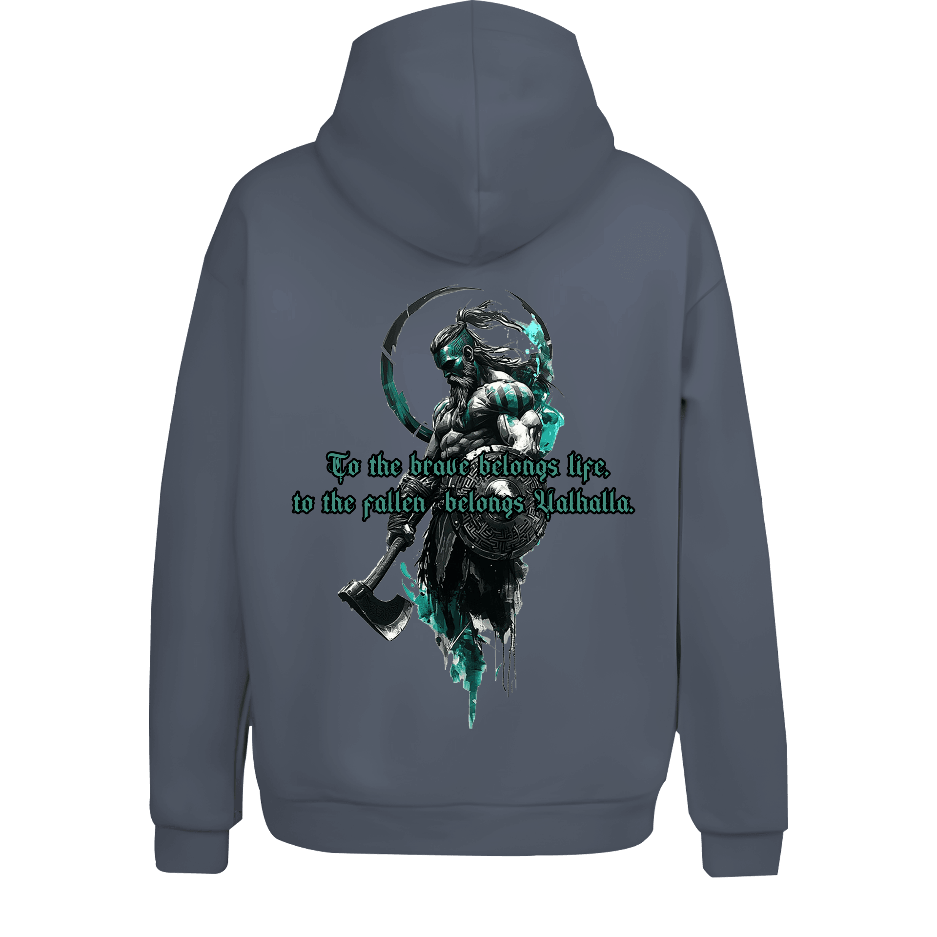  To the brave belongs life,  to the fallen  belongs Valhalla Ön Ve Arka Baskılı Nordic  (Unisex Hoodie)