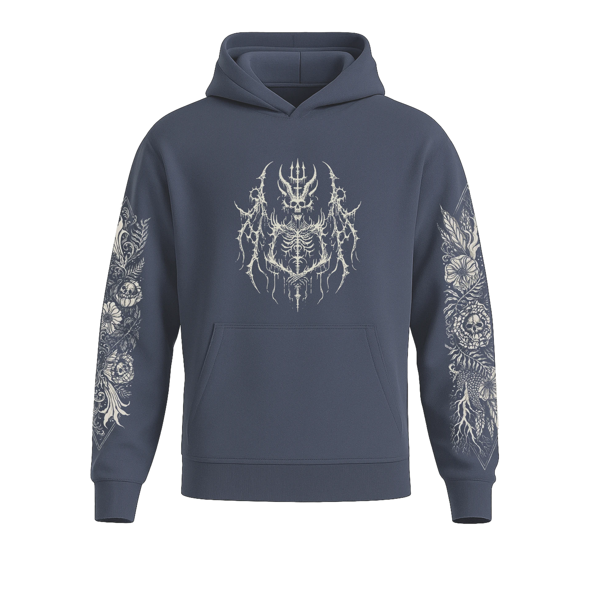 Devil Pattern Ön ve Kol Baskılı  (Unisex Hoodie )