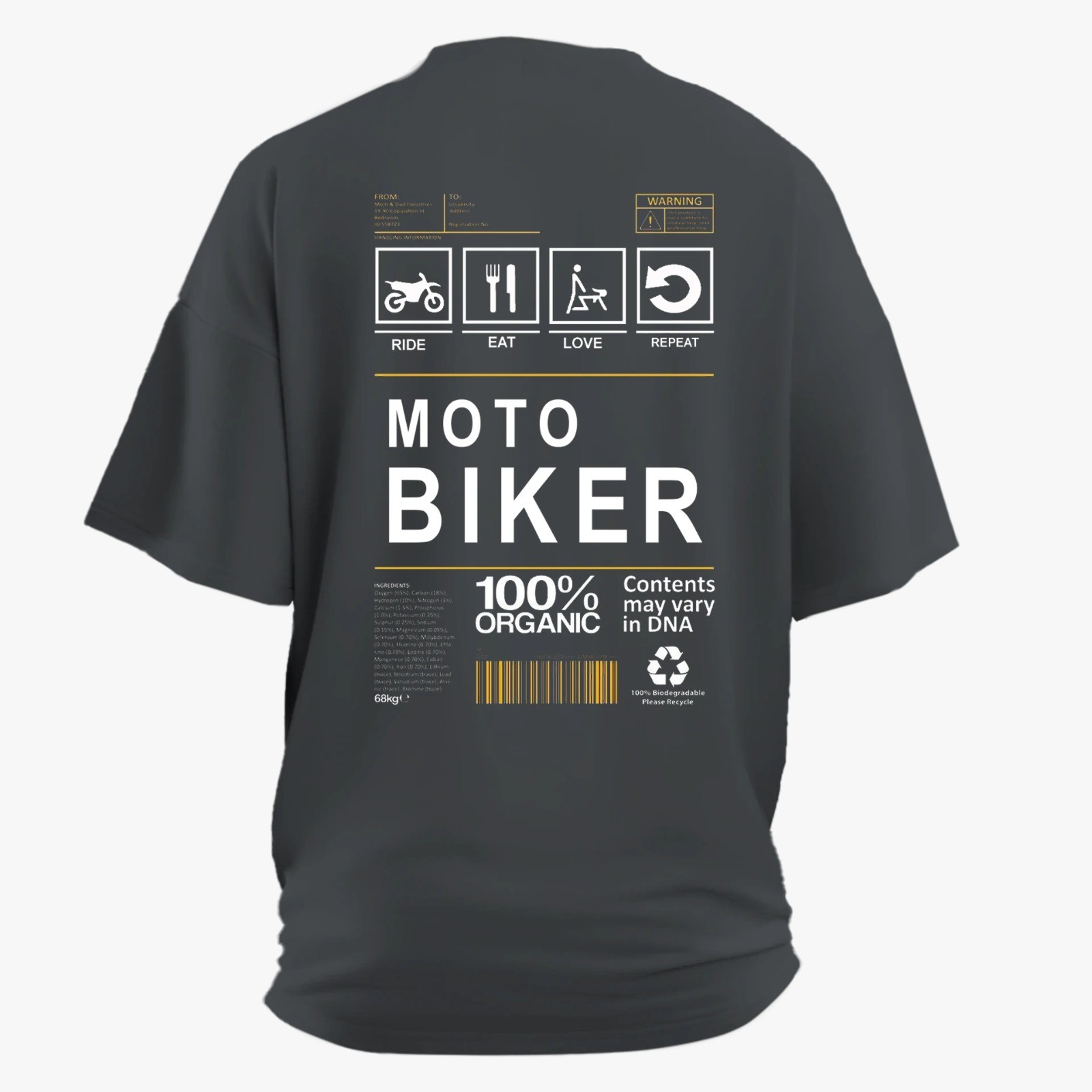 Moto Biker  Moto Series Ön Arka Baskılı (Unisex Tişört)