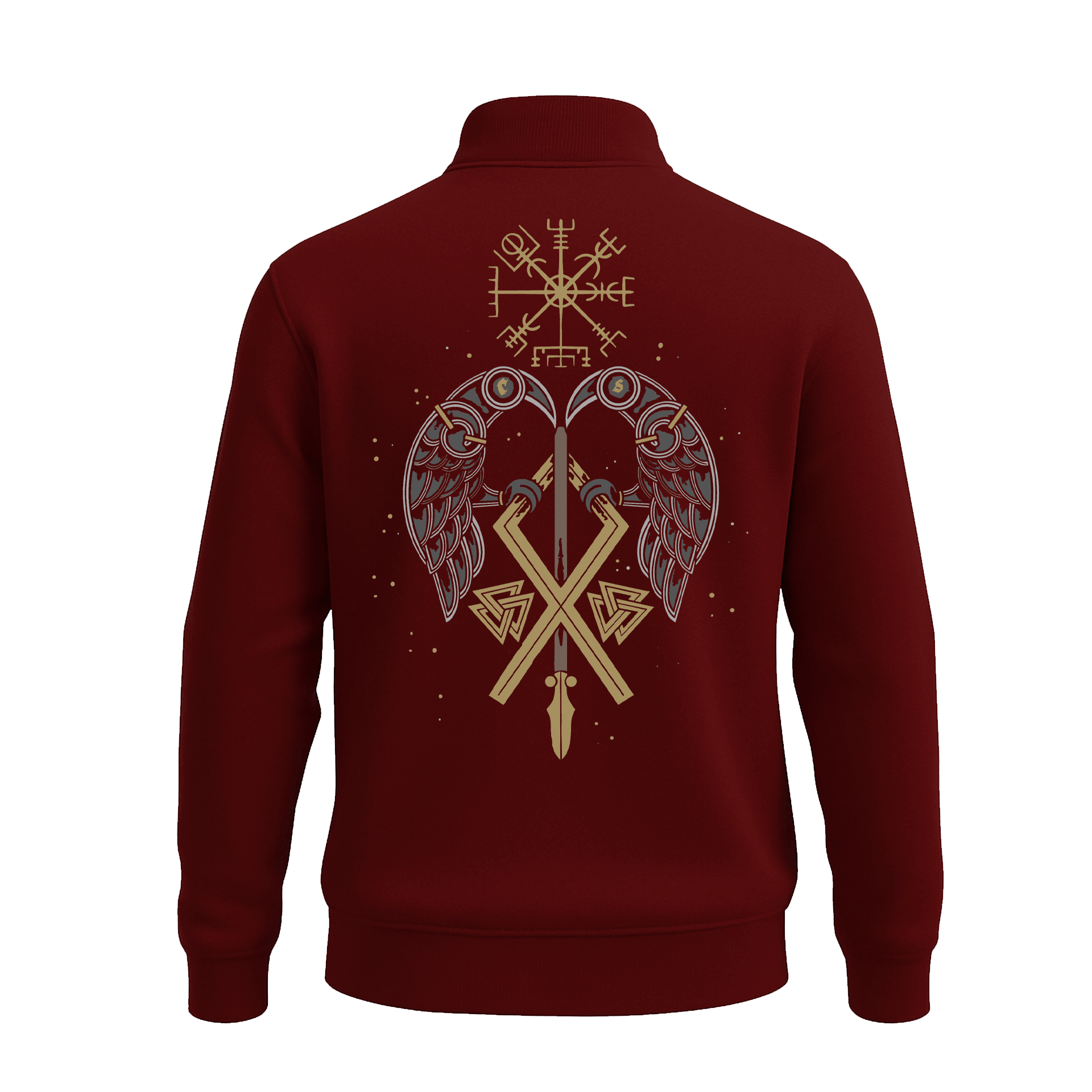 Viking Warrior Pattern   Ön Ve Arka  Baskılı (Unisex Yarım Fermuarlı Sweat)
