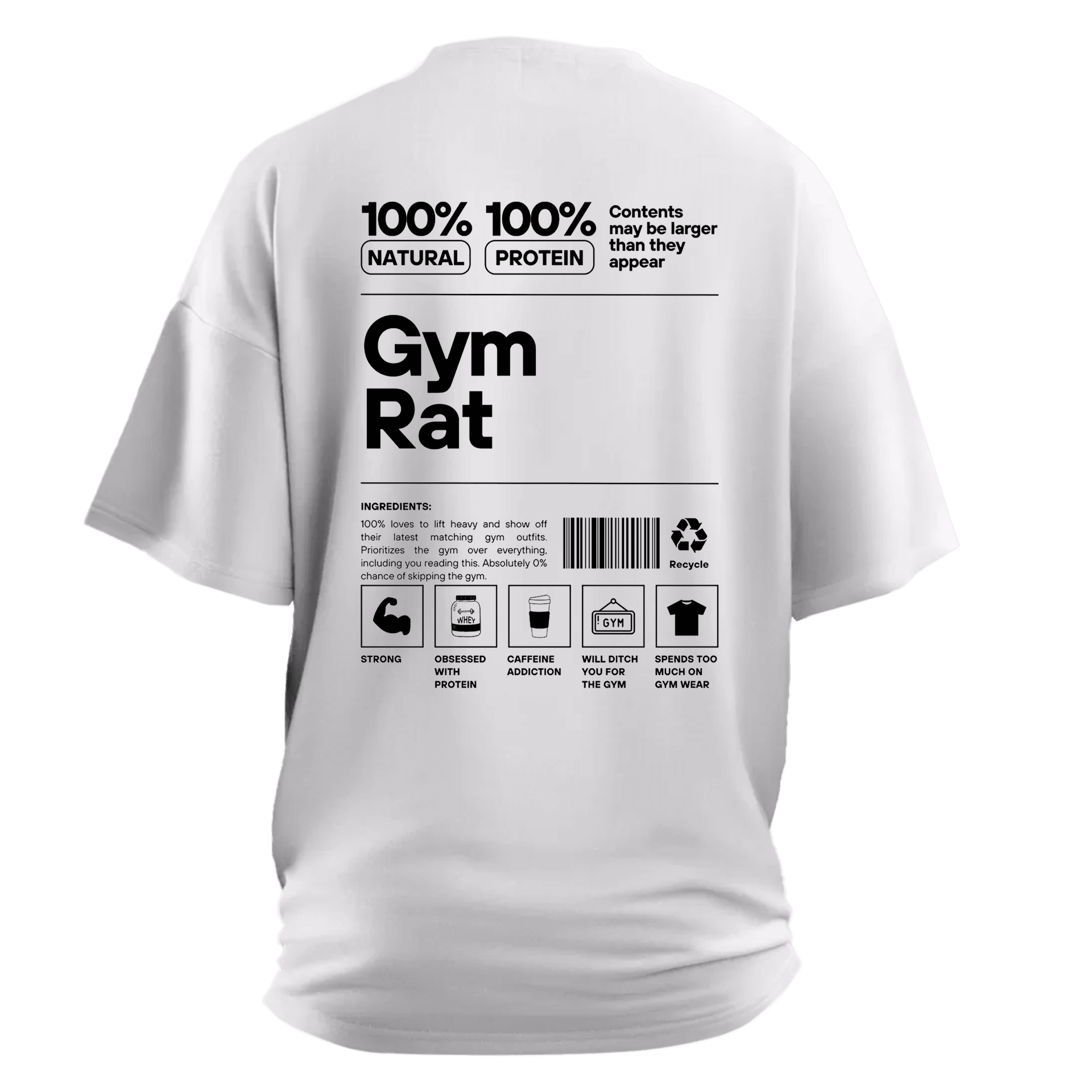 Gym Rat Ön ve Arka Baskılı  (Unisex Tişört )