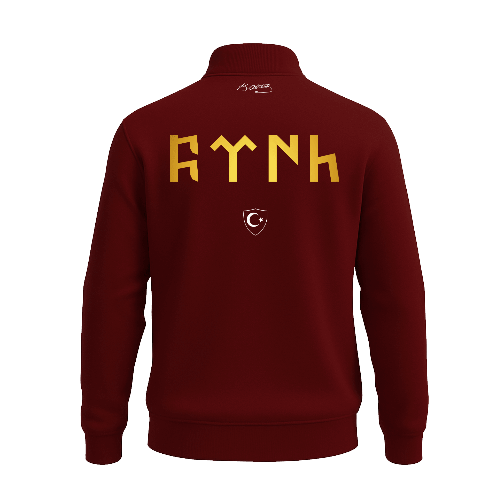 Türk Arma Ön Ve Arka Baskılı (Unisex Yarım Fermuarlı Sweat)