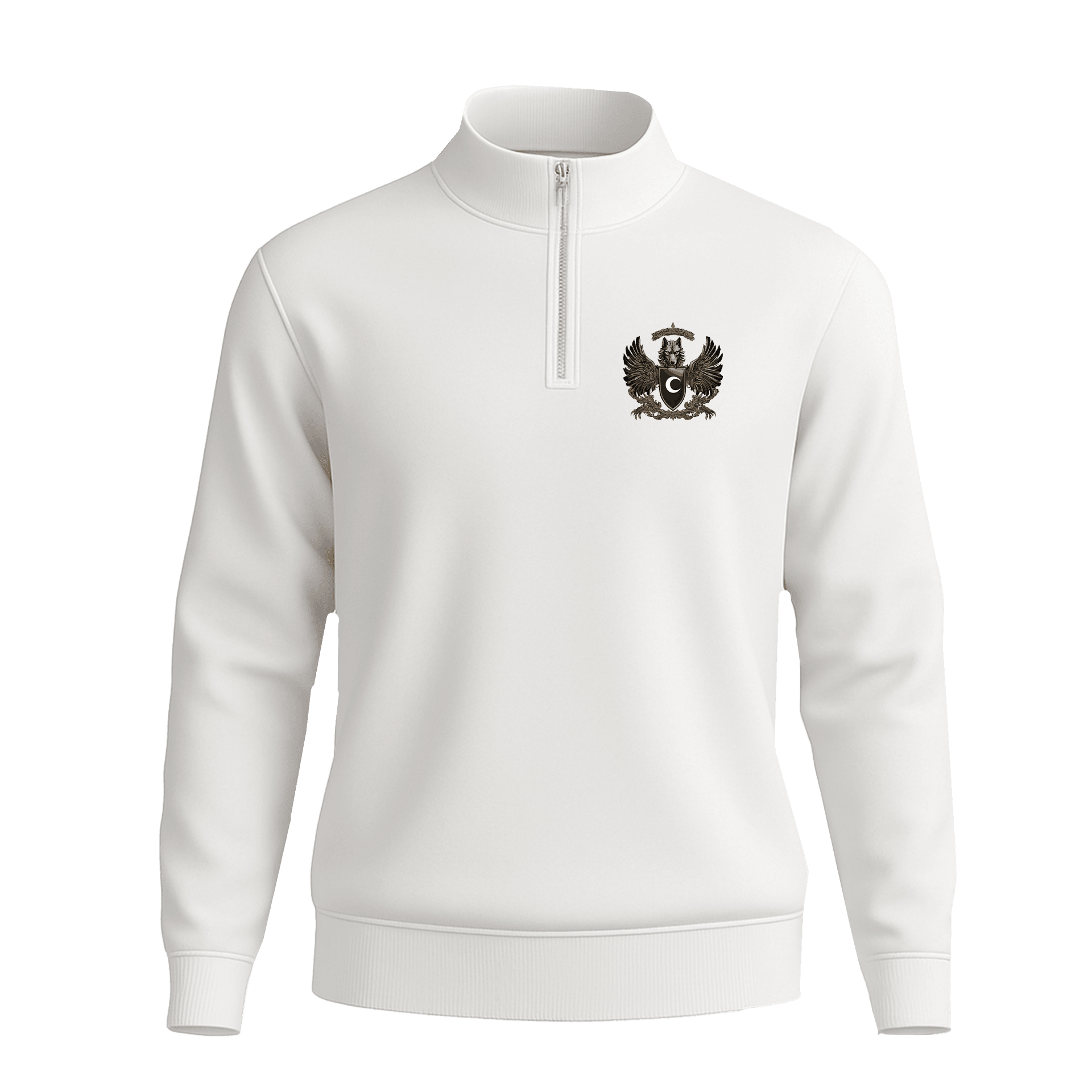 Kanatlı Kurt  Ön Ve Arka  Baskılı (Unisex Yarım Fermuarlı Sweat)