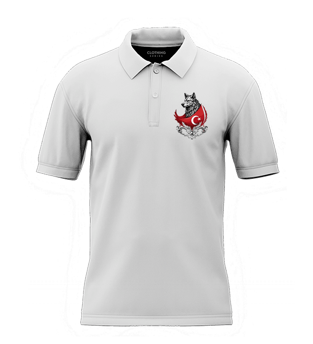 Kurt Bayrak  Ön  Baskılı Türk Serisi (Unisex Polo Yaka)