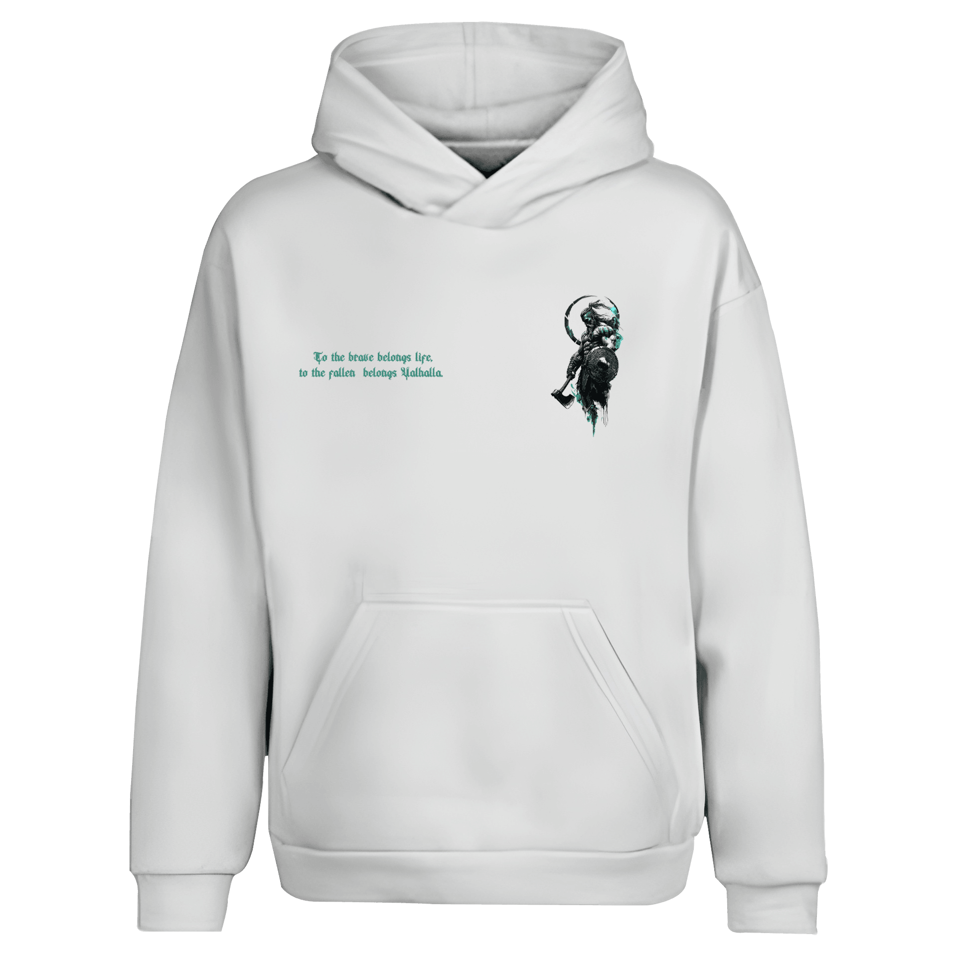  To the brave belongs life,  to the fallen  belongs Valhalla Ön Ve Arka Baskılı Nordic  (Unisex Hoodie)