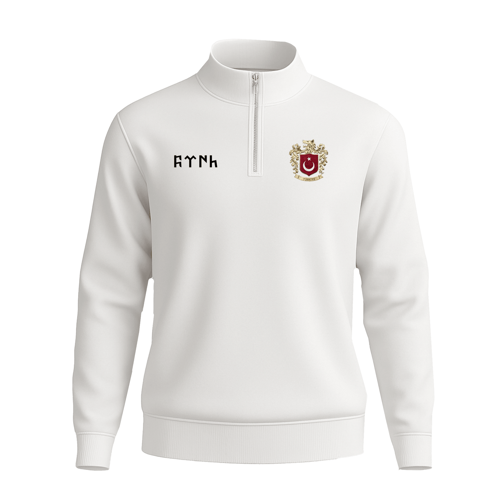Türk Arma Ön Ve Arka Baskılı (Unisex Yarım Fermuarlı Sweat)