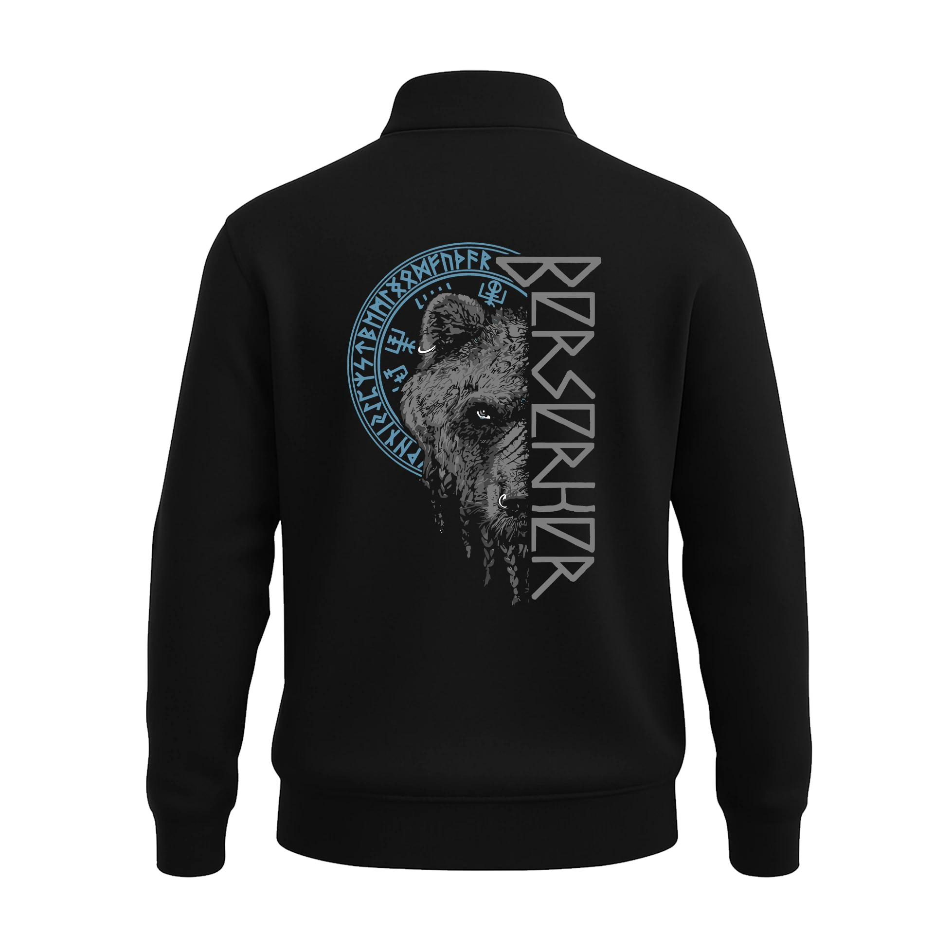 Berserker Bear Ön Ve Arka Baskılı Nordic Series    (Unisex Yarım Fermuarlı Sweat)