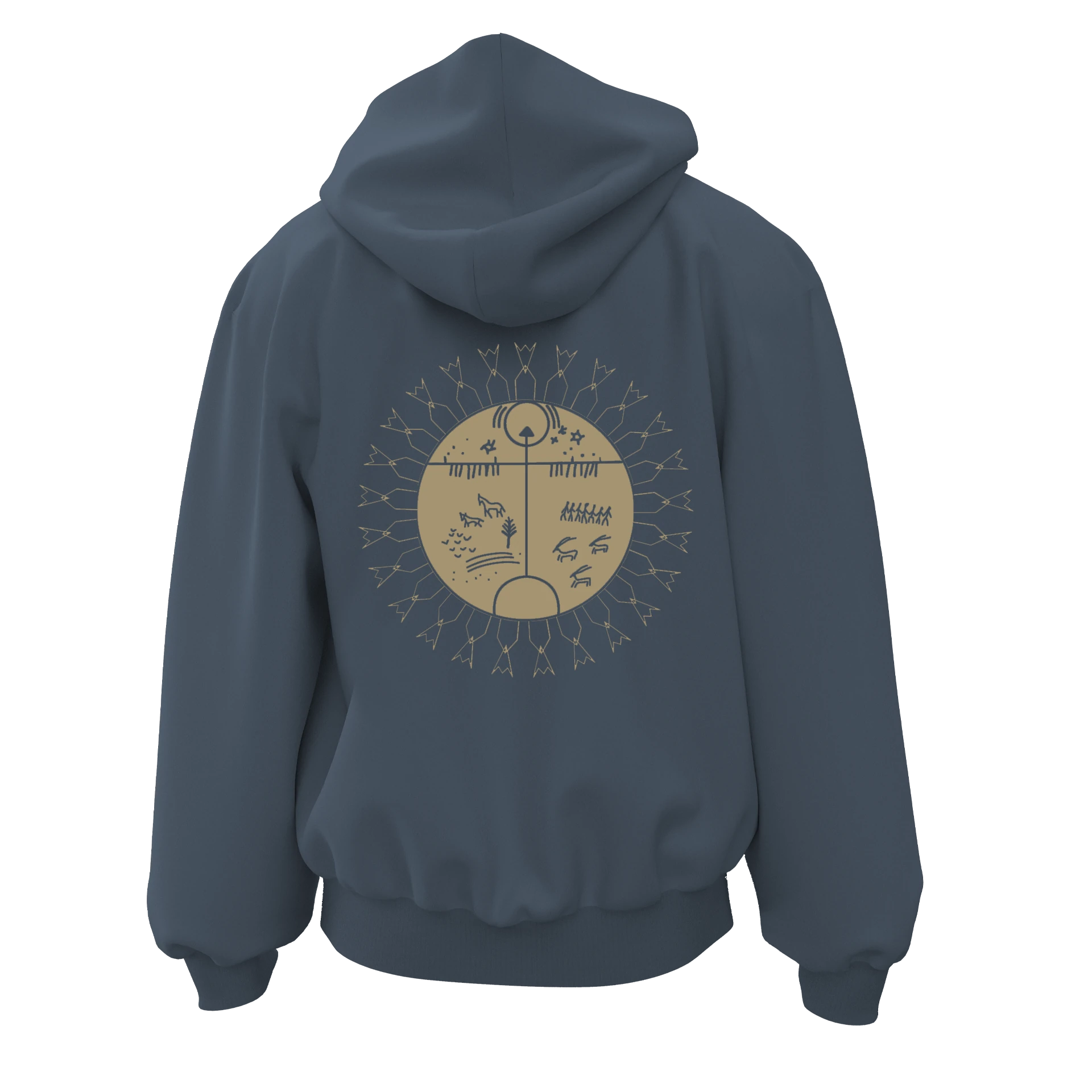 Türk Motif Ön Arka ve Kol Baskılı  Türk Serisi(Unisex Fermuarlı Hoodie )