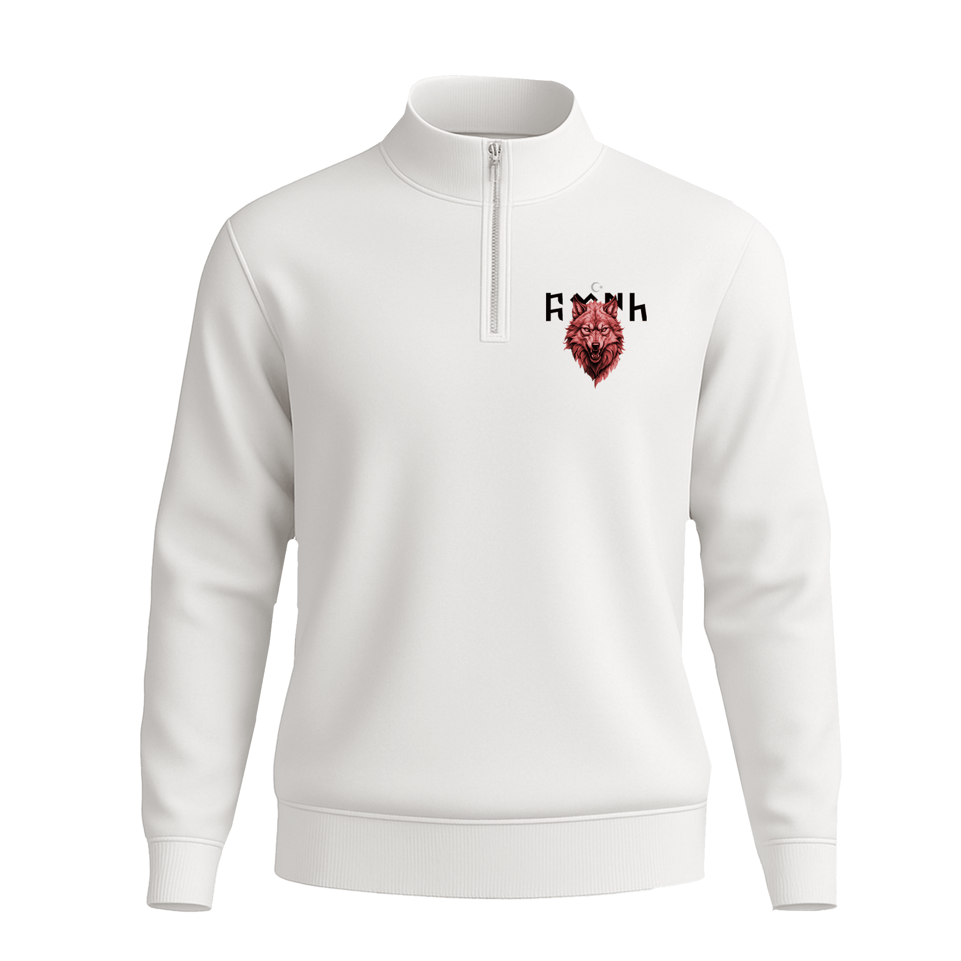 Türk Kurt  Ön Ve Arka  Baskılı (Unisex Yarım Fermuarlı Sweat)