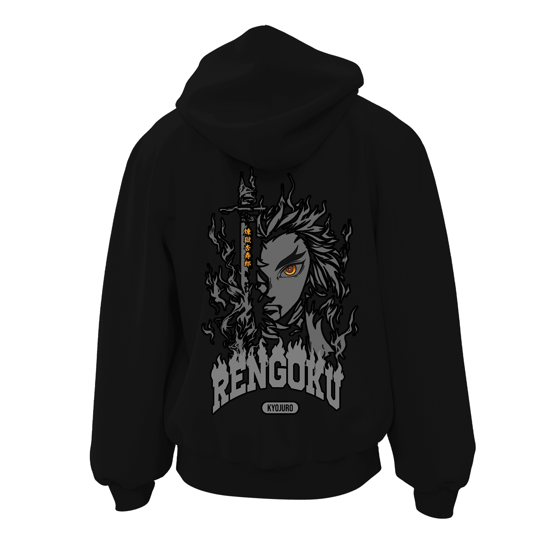 Rengoku Ön Nakışlı ve Arka BaskılıAnime Series   (Unisex Fermuarlı Hoodie )