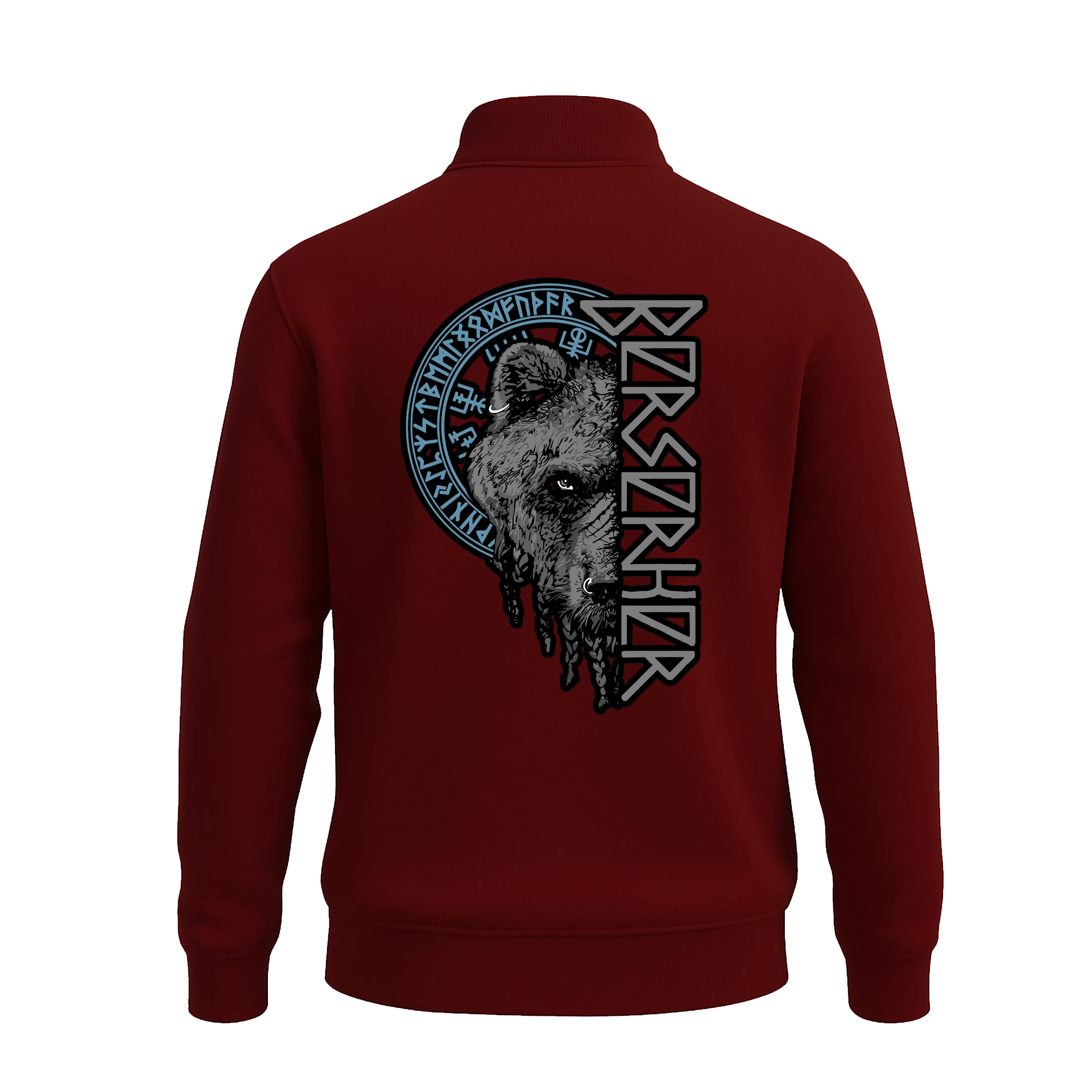 Berserker Bear Ön Ve Arka Baskılı Nordic Series    (Unisex Yarım Fermuarlı Sweat)