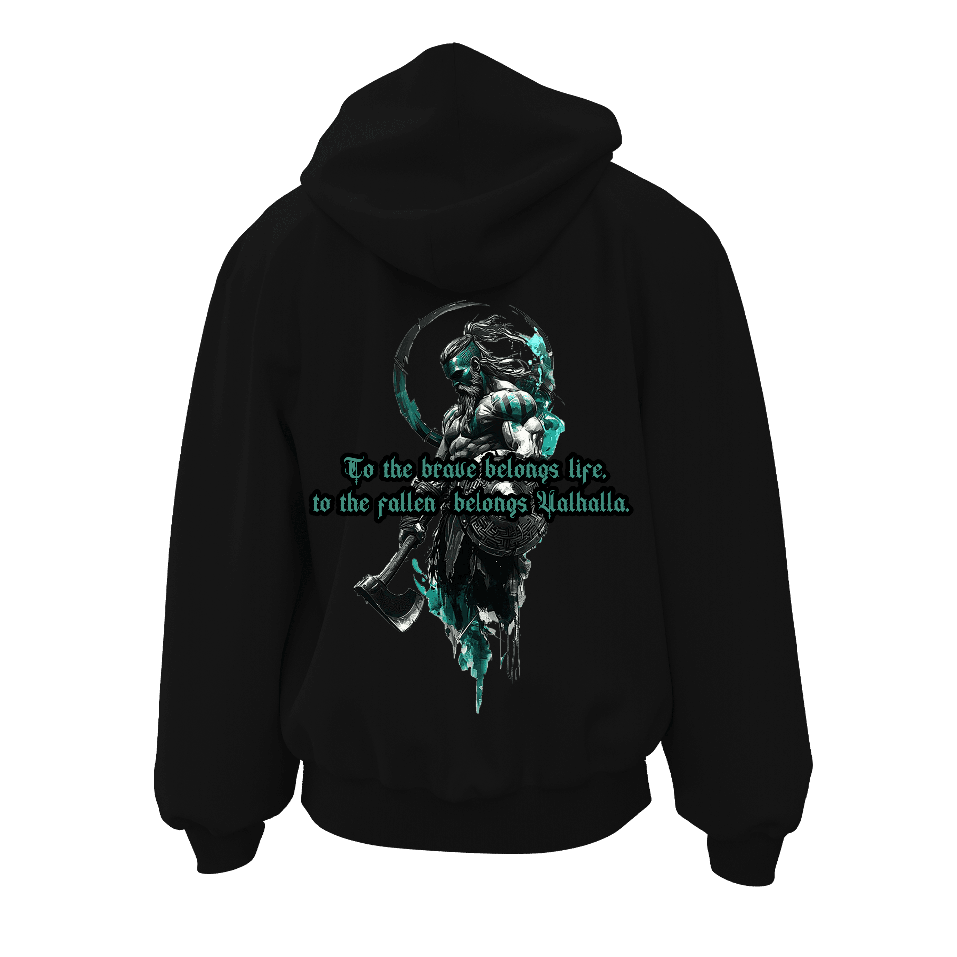To the brave belongs life,  to the fallen  belongs Valhalla Ön Ve Arka  Baskılı  Nordic Series (Unisex Fermuarlı Hoodie )