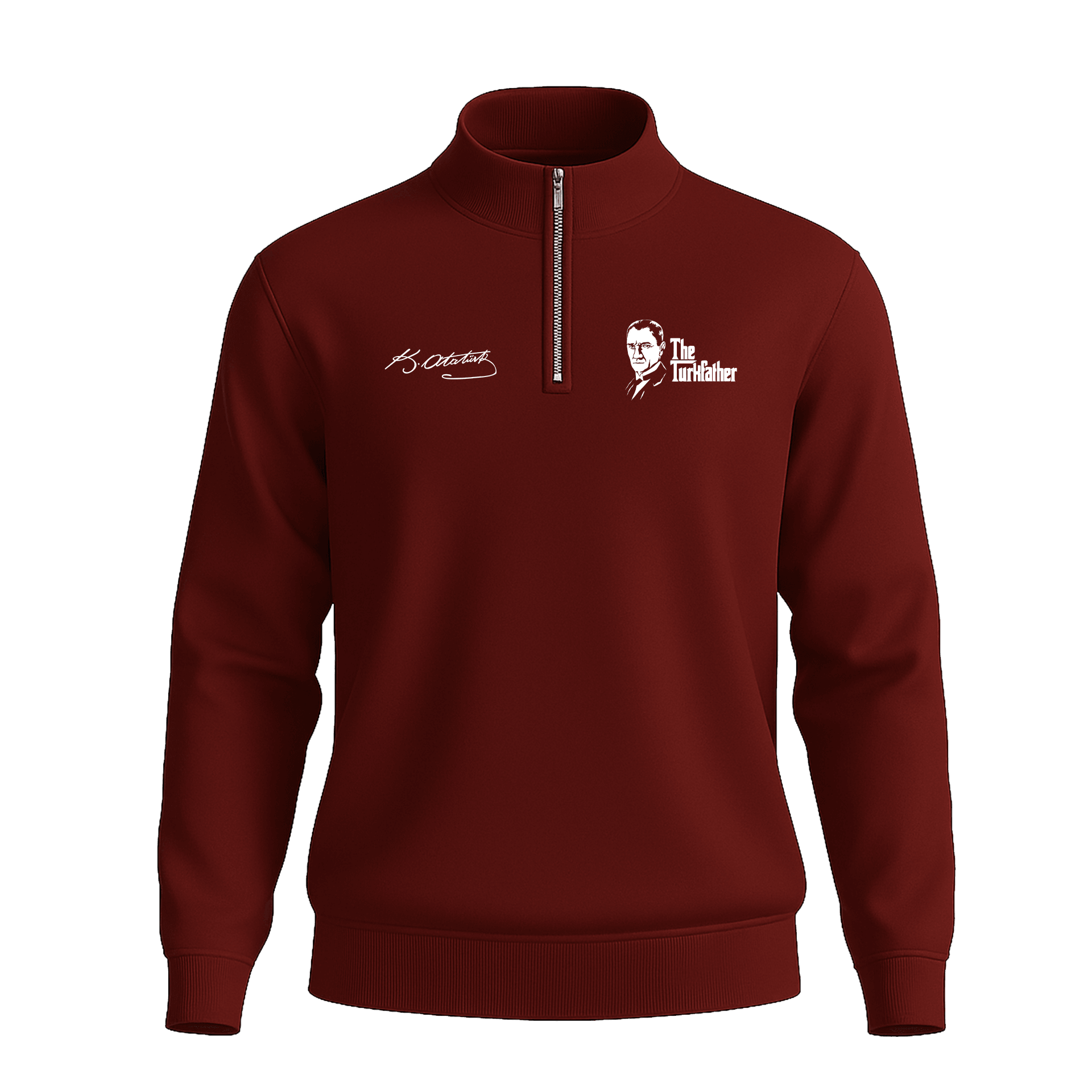 Türk Father  Atatürk Ön Baskılı (Unisex Yarım Fermuarlı Sweat)