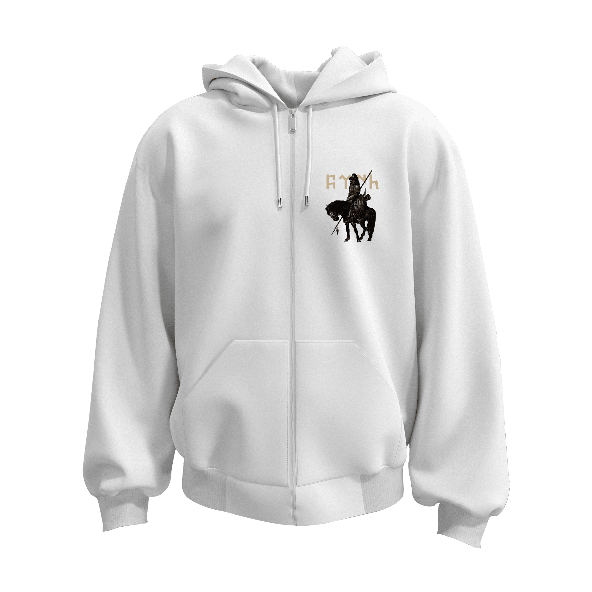 Türk Hakanı Ön ve Arka Baskı Baskılı   (Unisex Fermuarlı Hoodie )