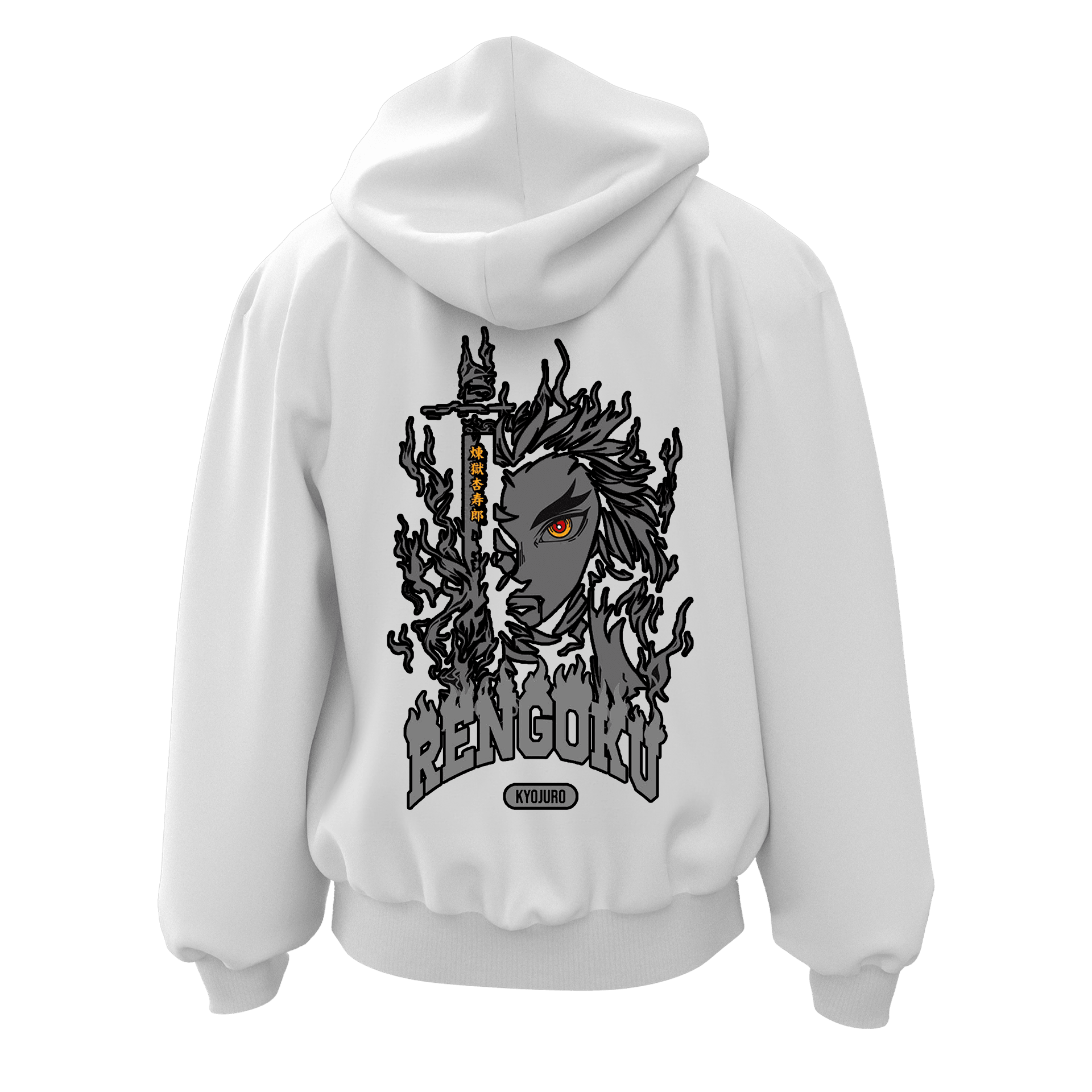 Rengoku Ön Nakışlı ve Arka BaskılıAnime Series   (Unisex Fermuarlı Hoodie )