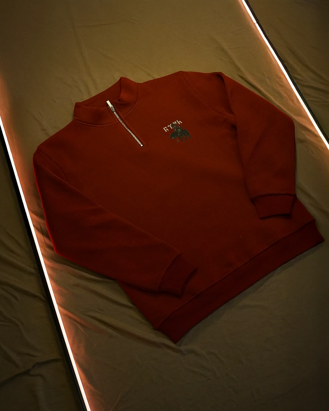 Türk Hakanı  Ön Ve Arka  Baskılı  Türk Serisi (Unisex Yarım Fermuarlı Sweat)