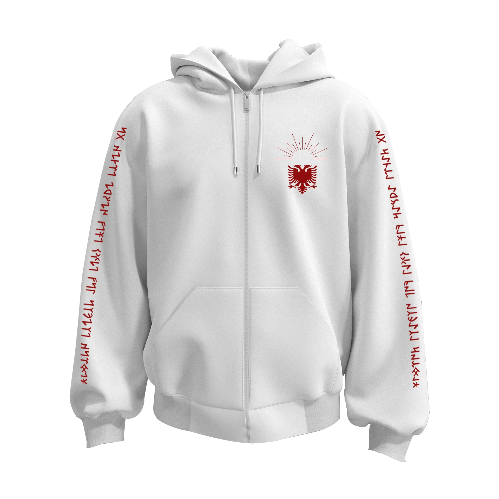 Türk Motif Ön Arka ve Kol Baskılı  Türk Serisi(Unisex Fermuarlı Hoodie )