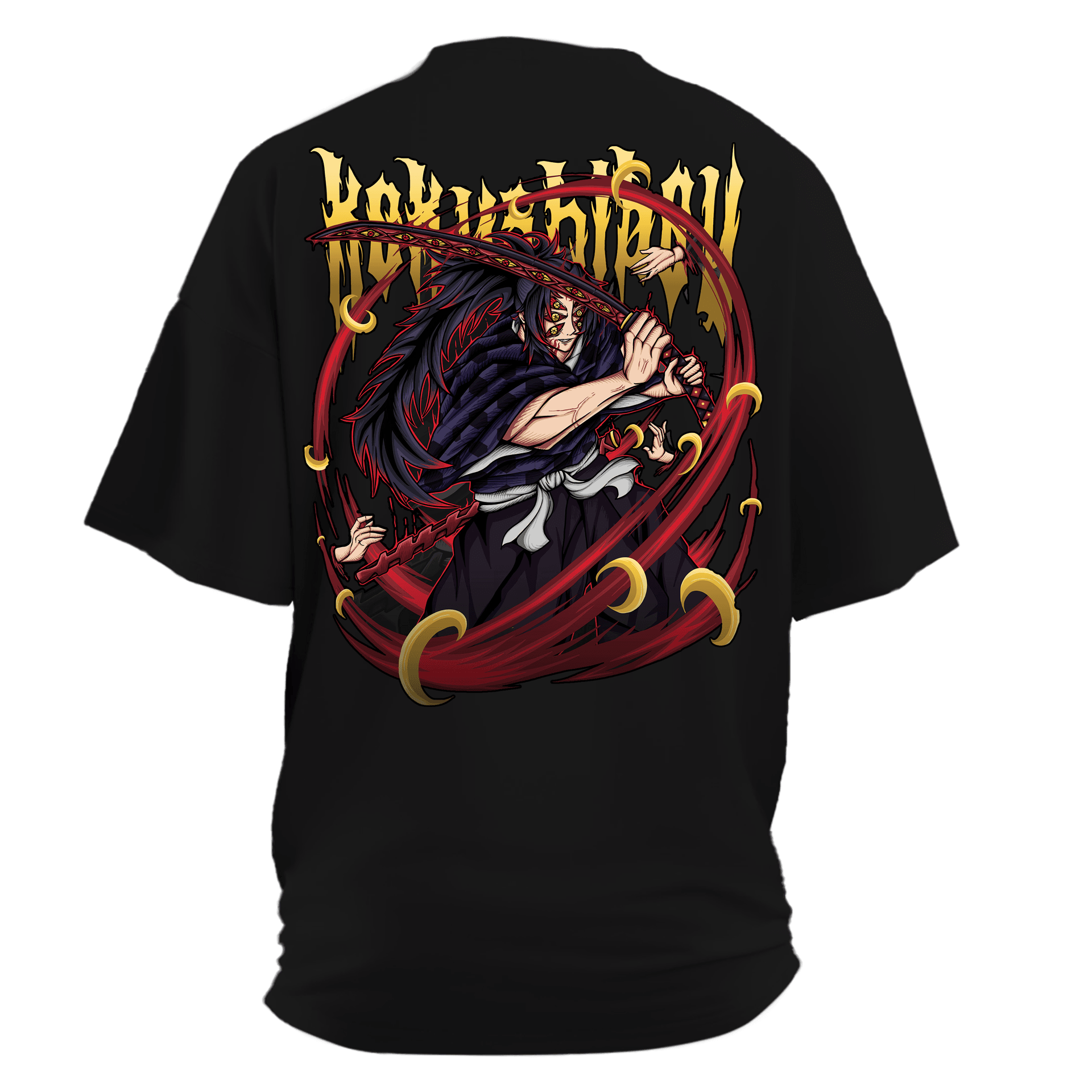 Demon Slayer Kokushibo Anime Series Ön Nakışlı Arka Baskılı (Unisex Tişört )