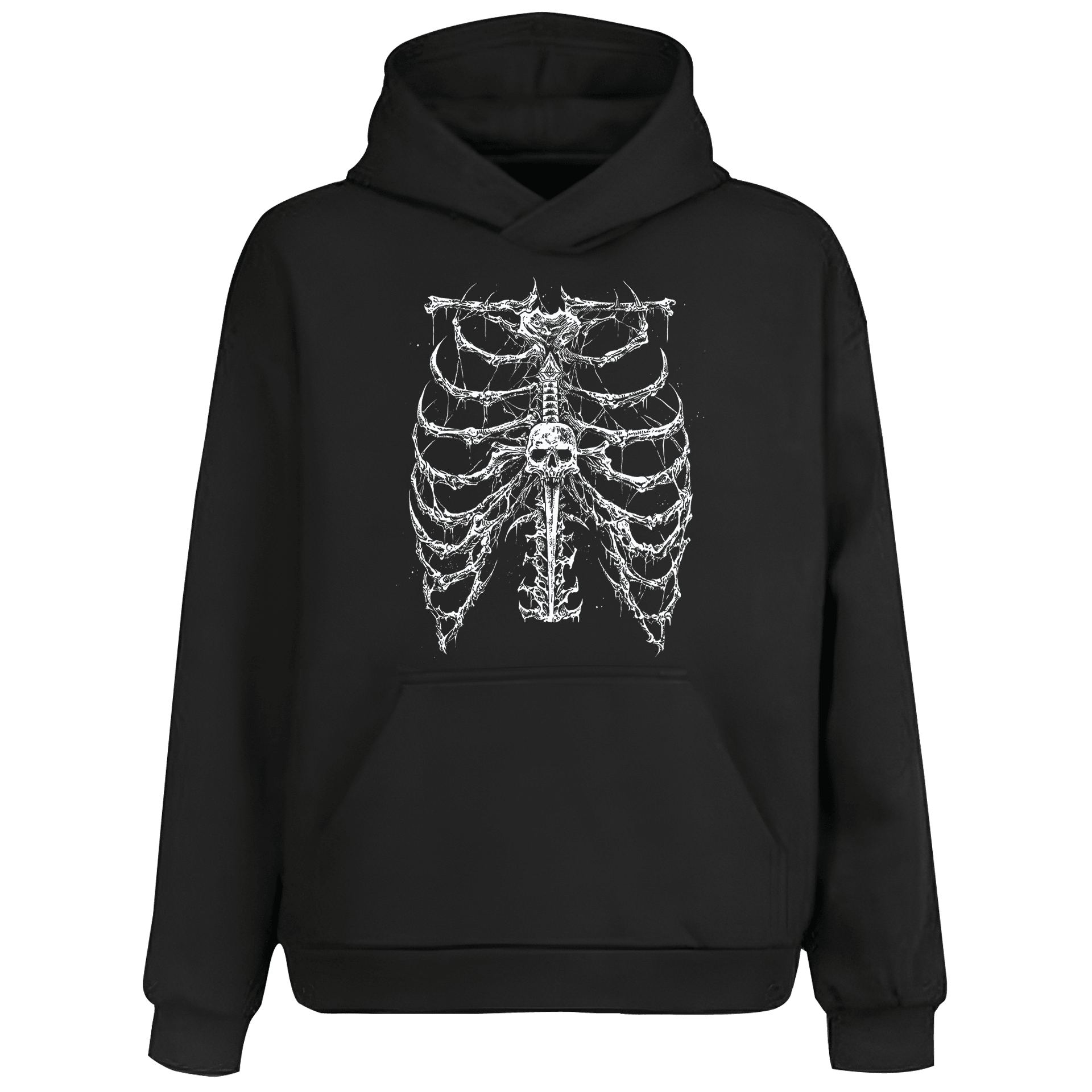 Gothic Skull Rib Cage Ön Baskılı (Unisex Hoodie)