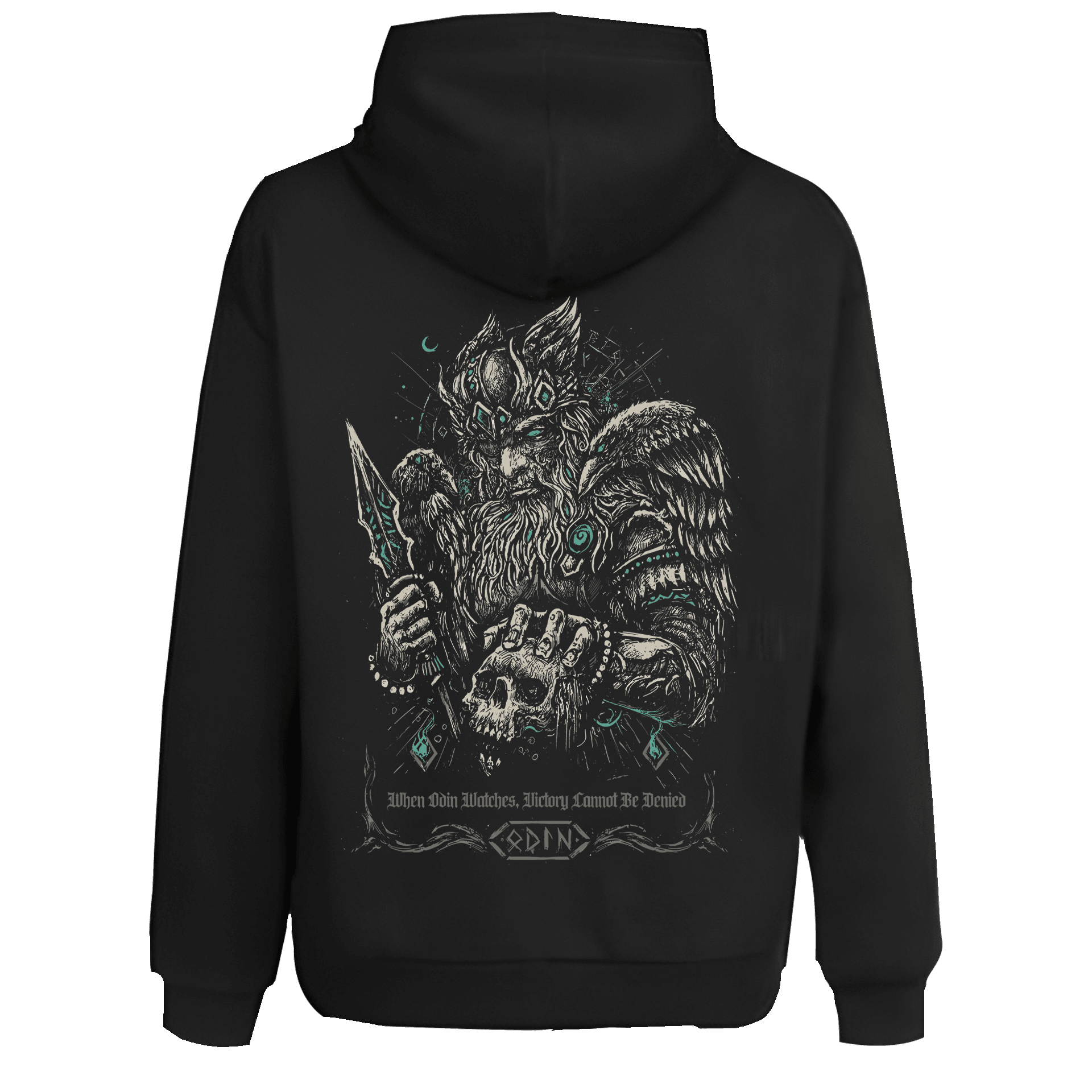  When Odin watches, victory cannot be denied   Ön Ve Arka Baskılı Nordic  (Unisex Hoodie)