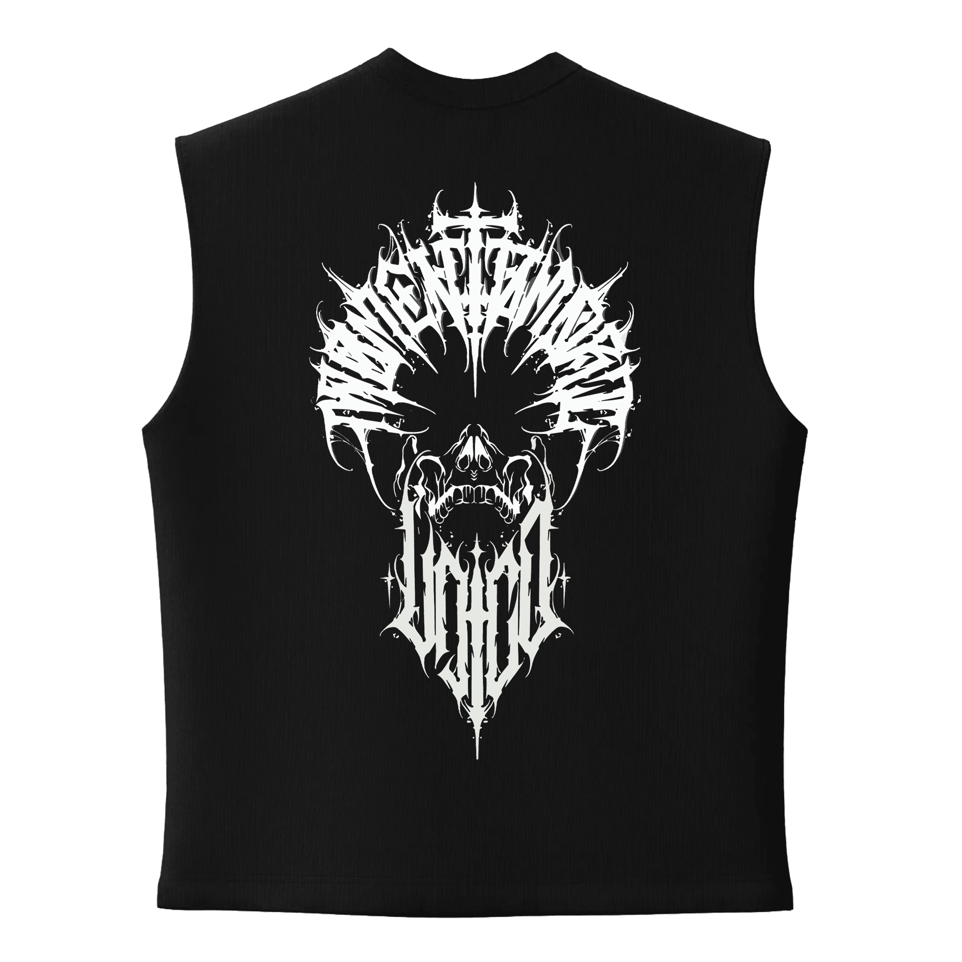  Gothic Skull  Ön ve Arka  Baskılı (Unisex Sleeveless Atlet )